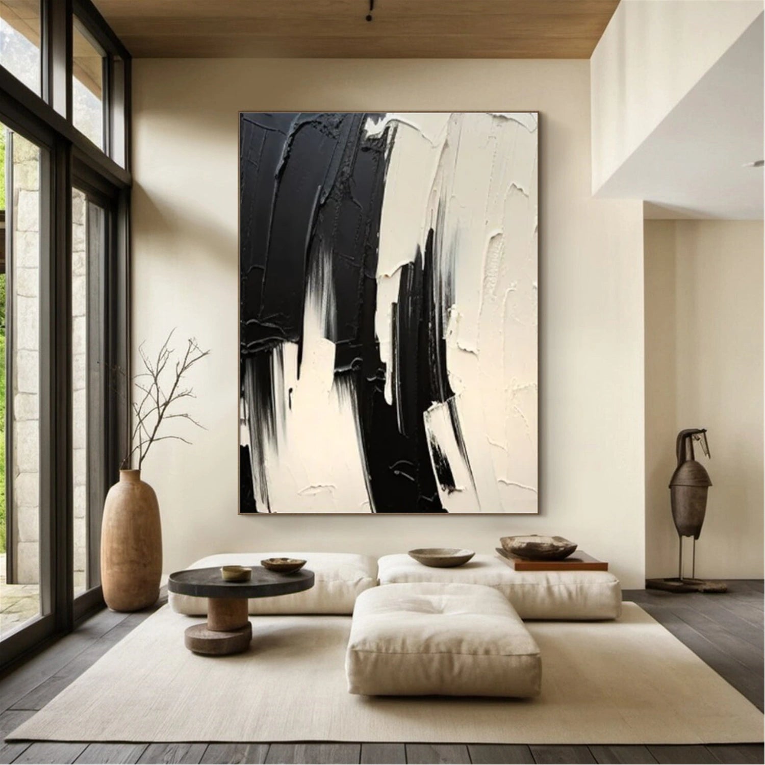 Black & Beige Abstract Wall Art #AB 516