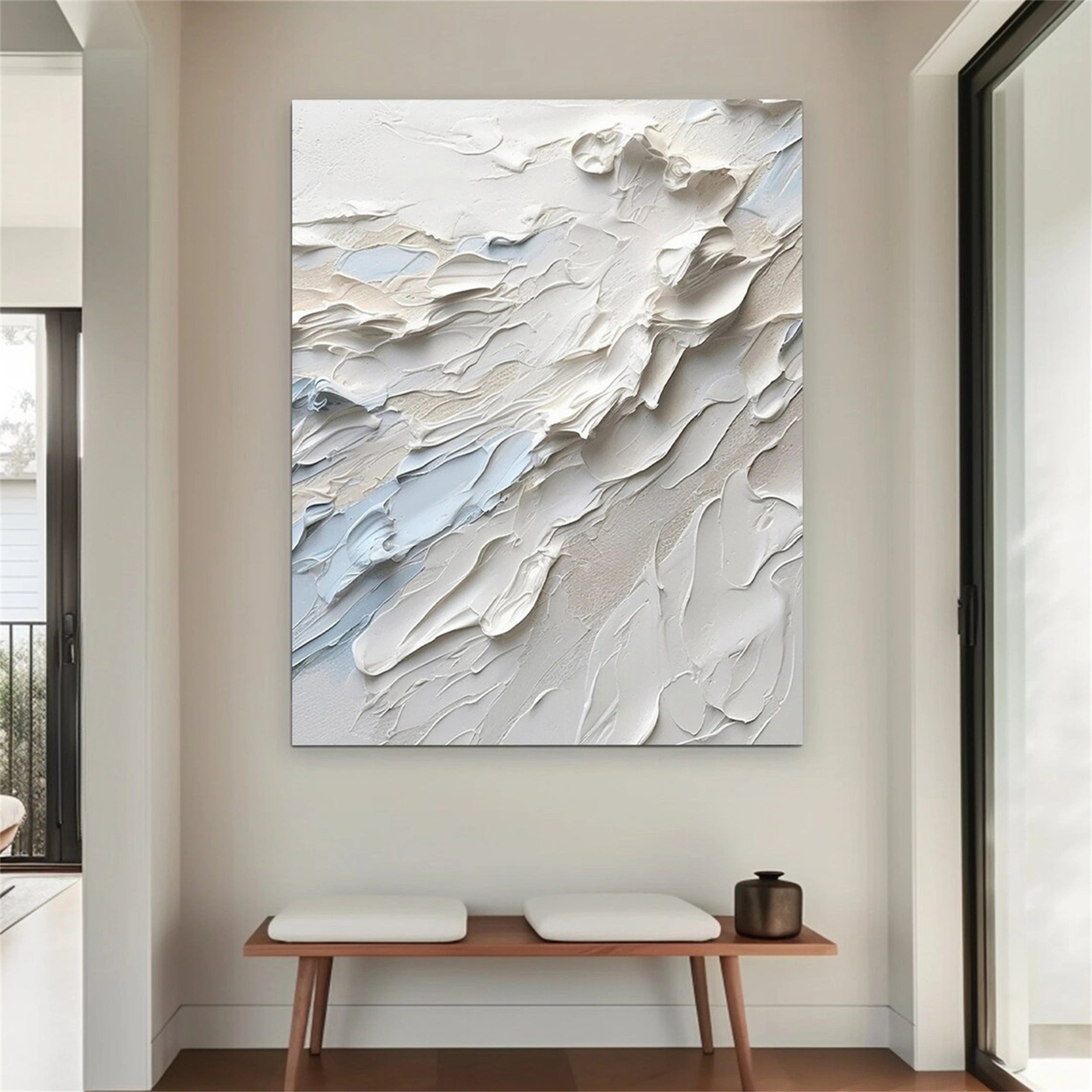 White Minimalist Textured Painting Canvas #MM154