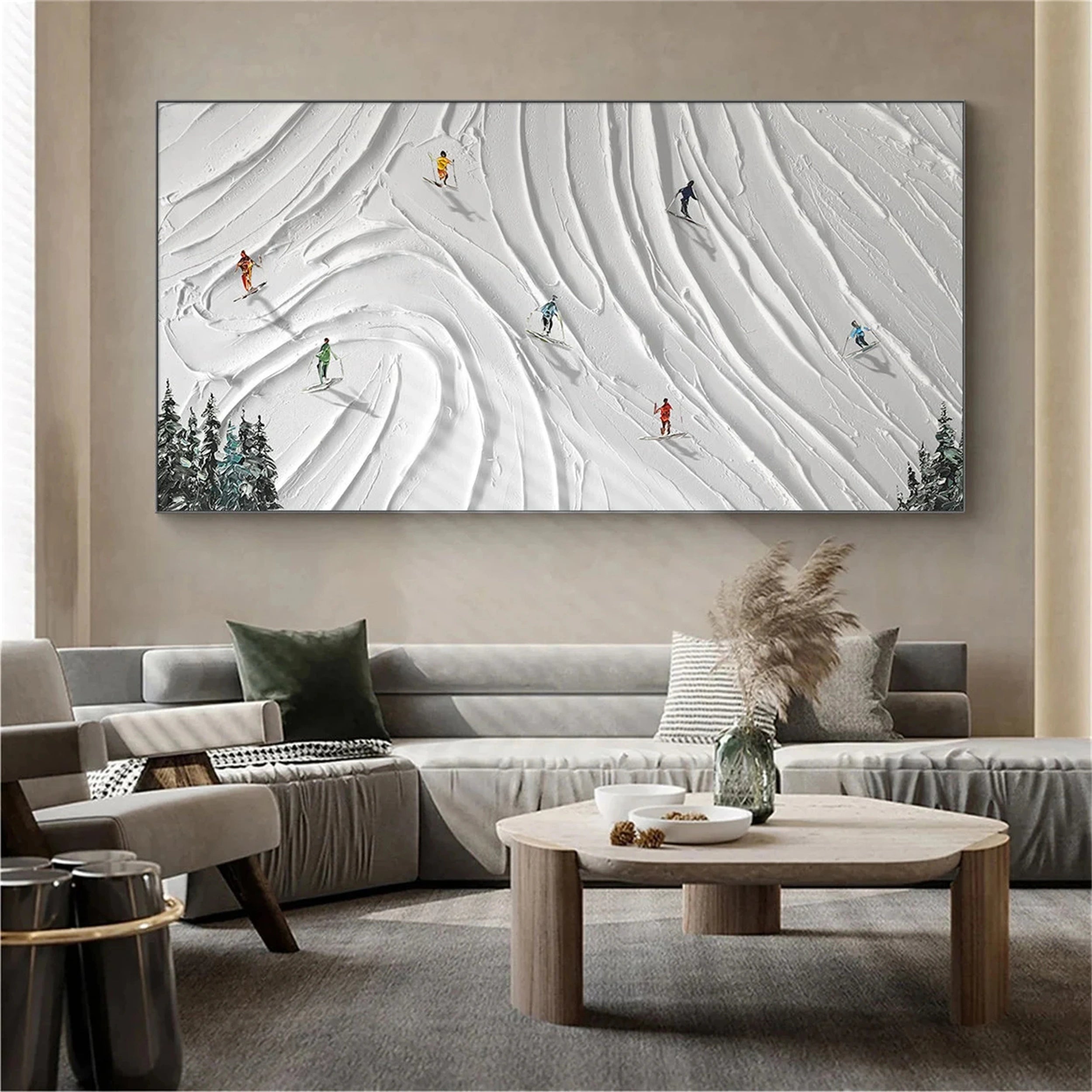 Skiing Sport Art Textured Painting Canvas #MM113