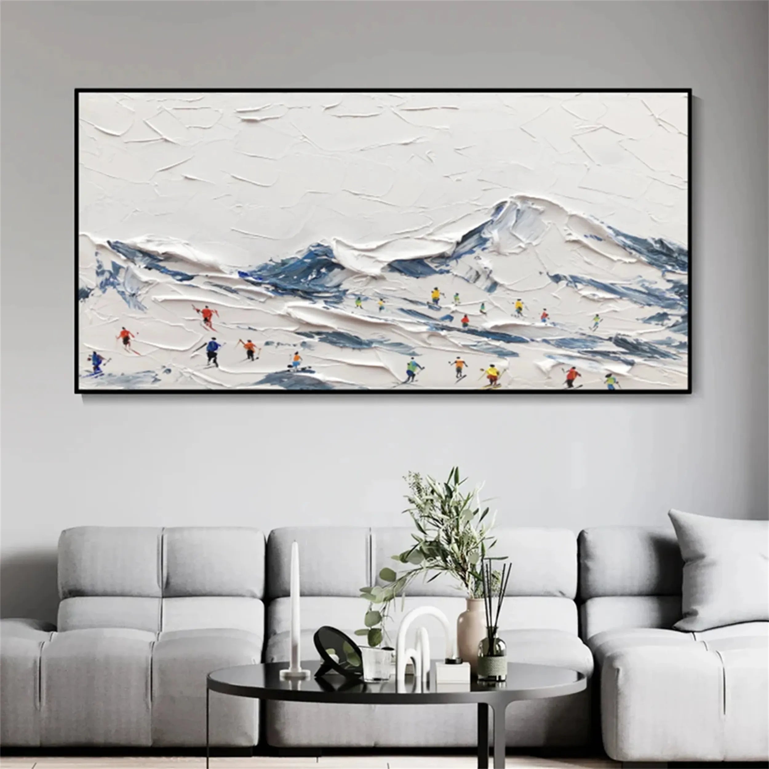 Skiing Sport Art Textured Painting Canvas #MM225