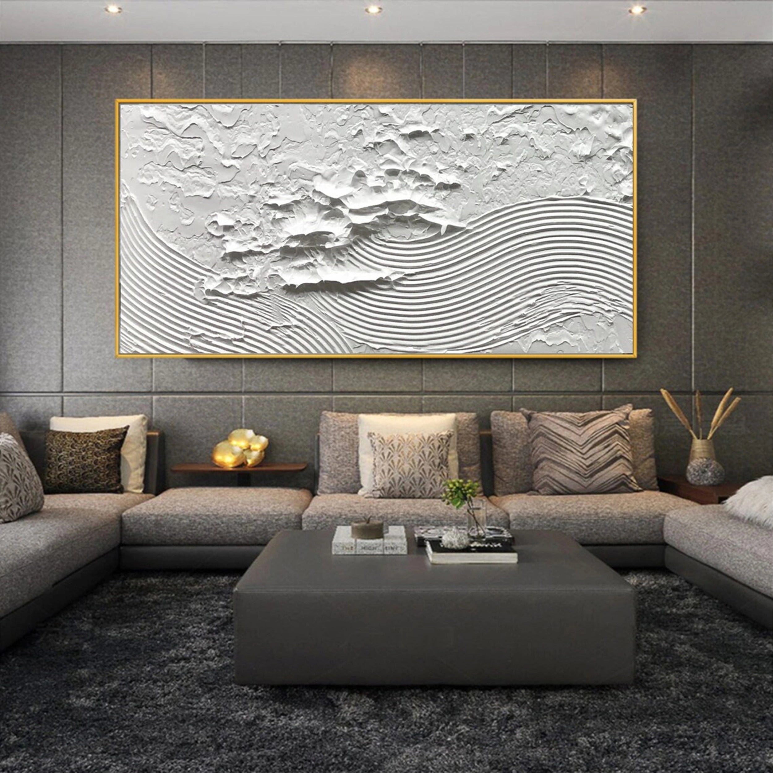 White Minimalist Textured Painting Canvas #MM144