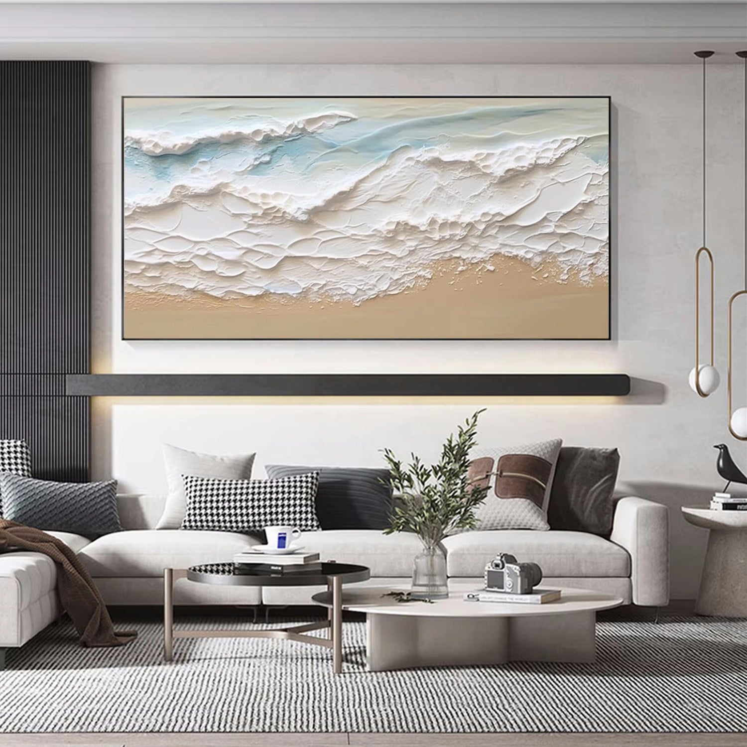 Ocean And Sky Abstract Textured Canvas Art #OS 293