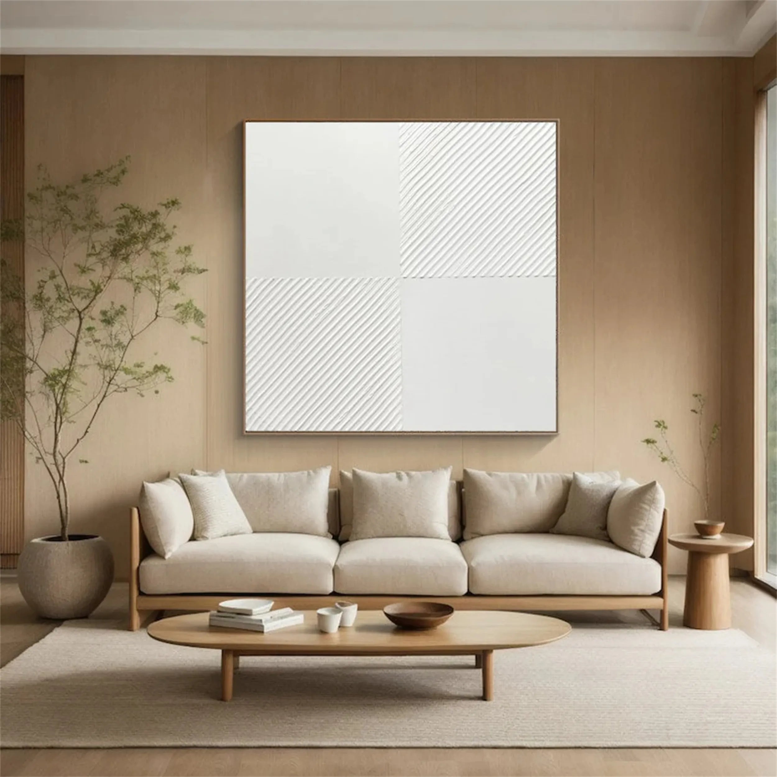White Minimalist Textured Painting Canvas #MM202