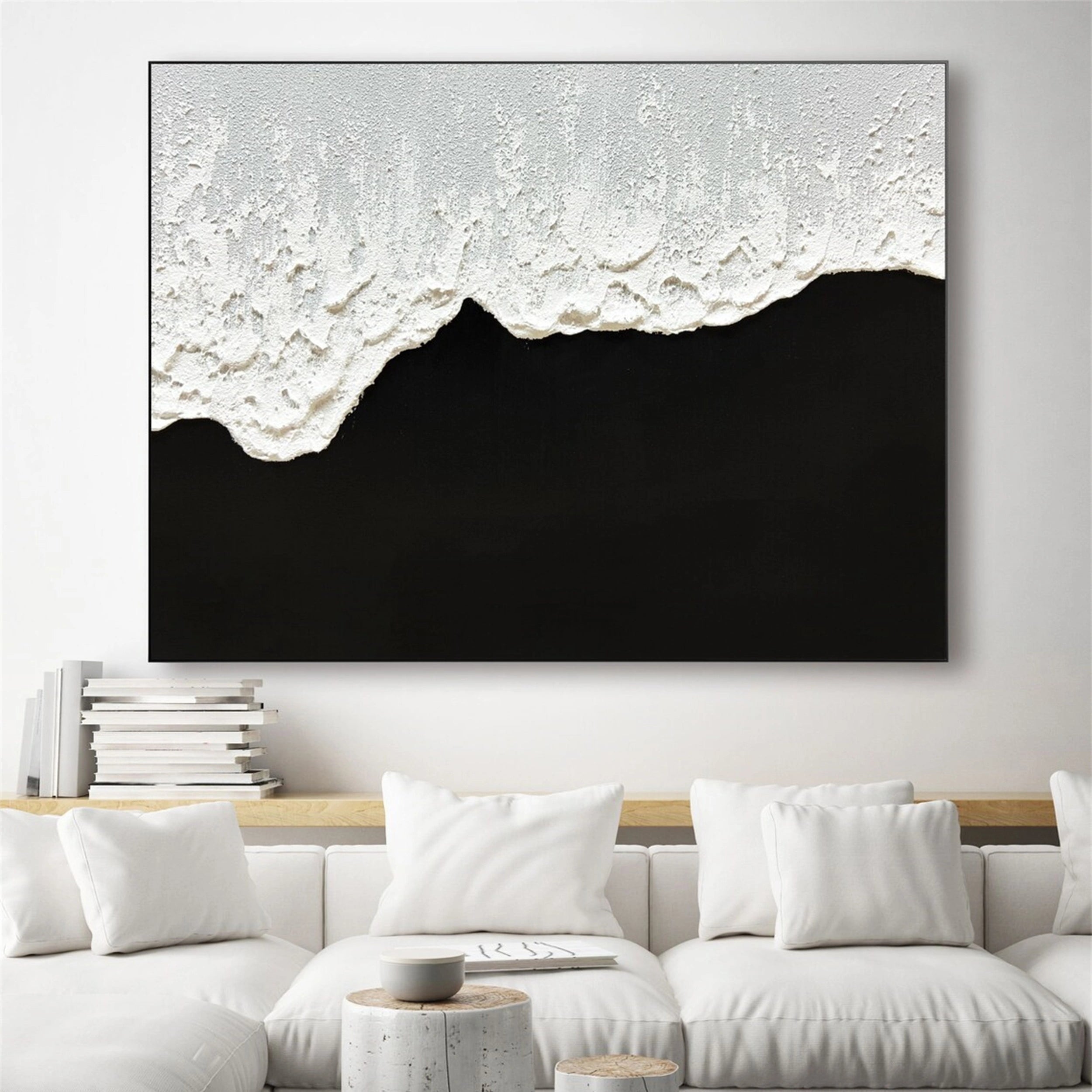 Black White Textured Minimalist Wall Art #MZ058