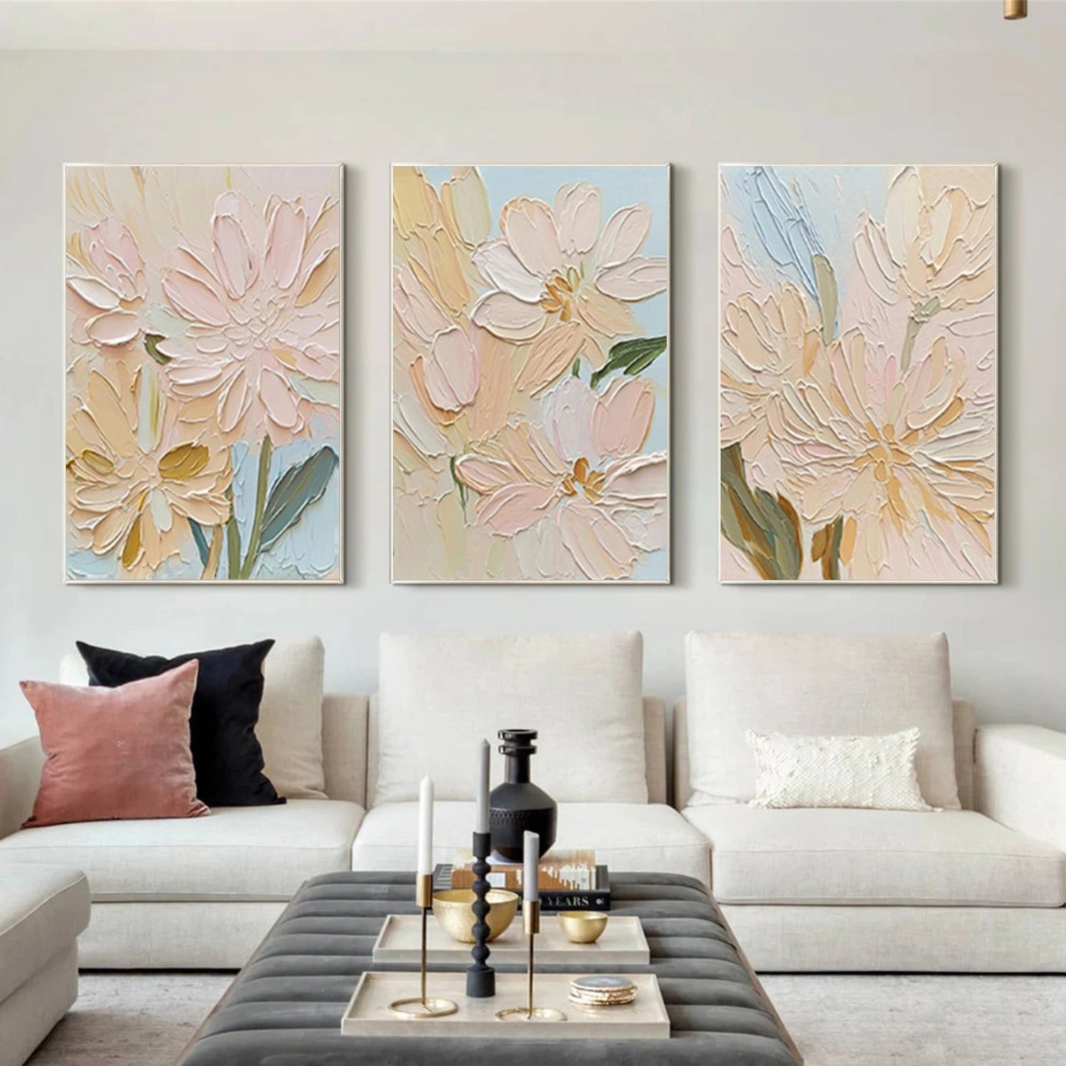 Flower & Tree Abstract Canvas Art Set of 3 # FT 339
