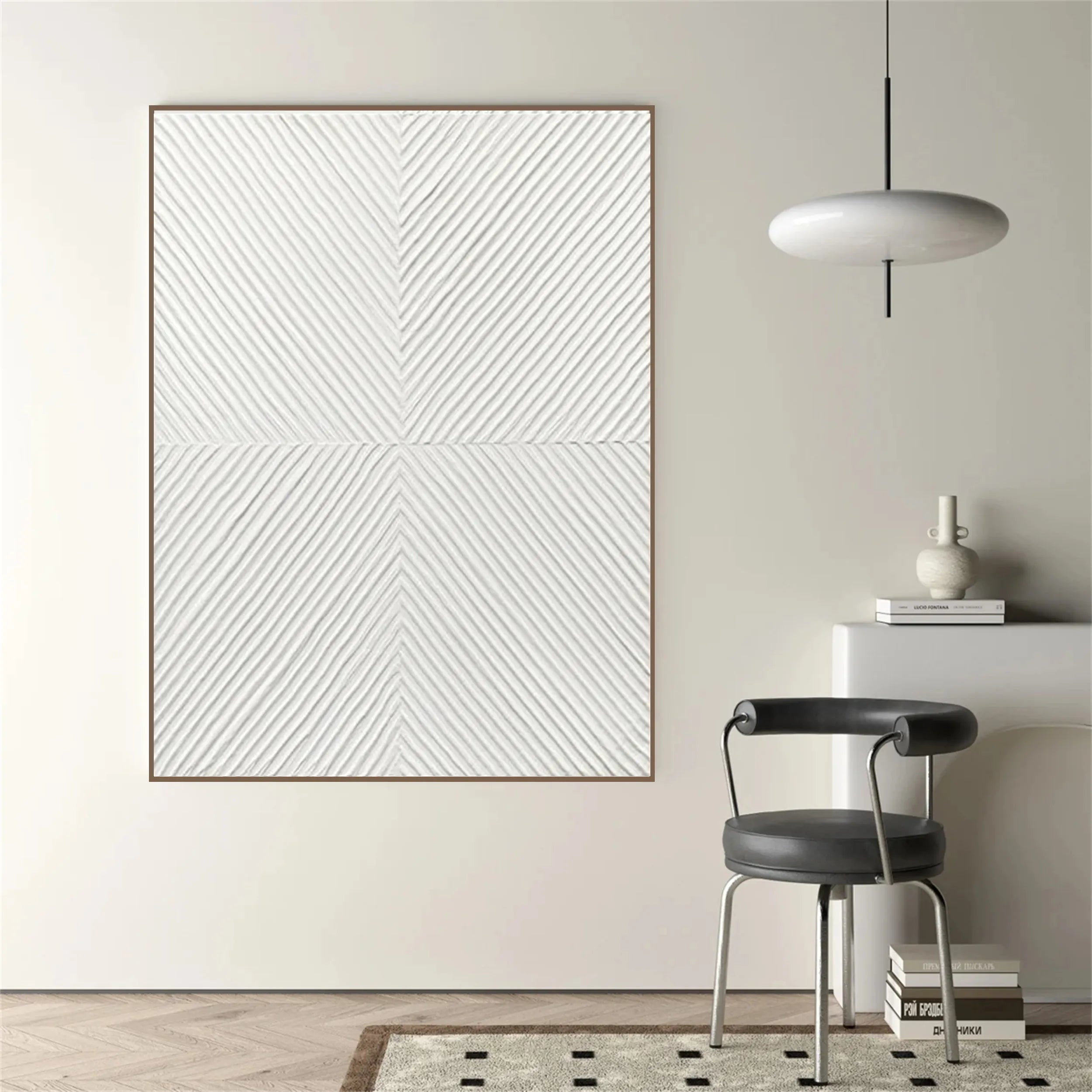 White Minimalist Textured Painting Canvas #MM206