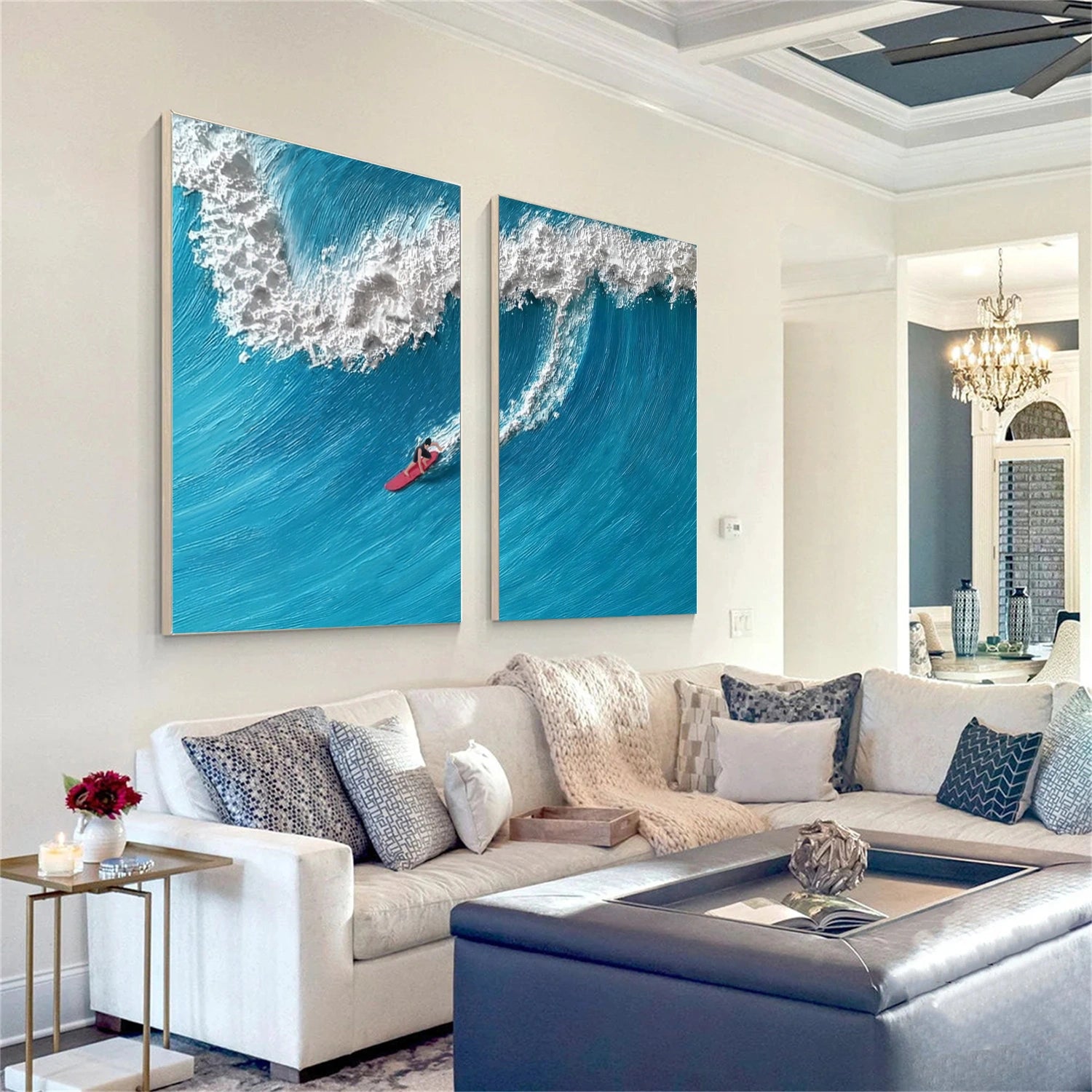 Surfing Sport Texture Set of 2 Canvas Painting #SA027
