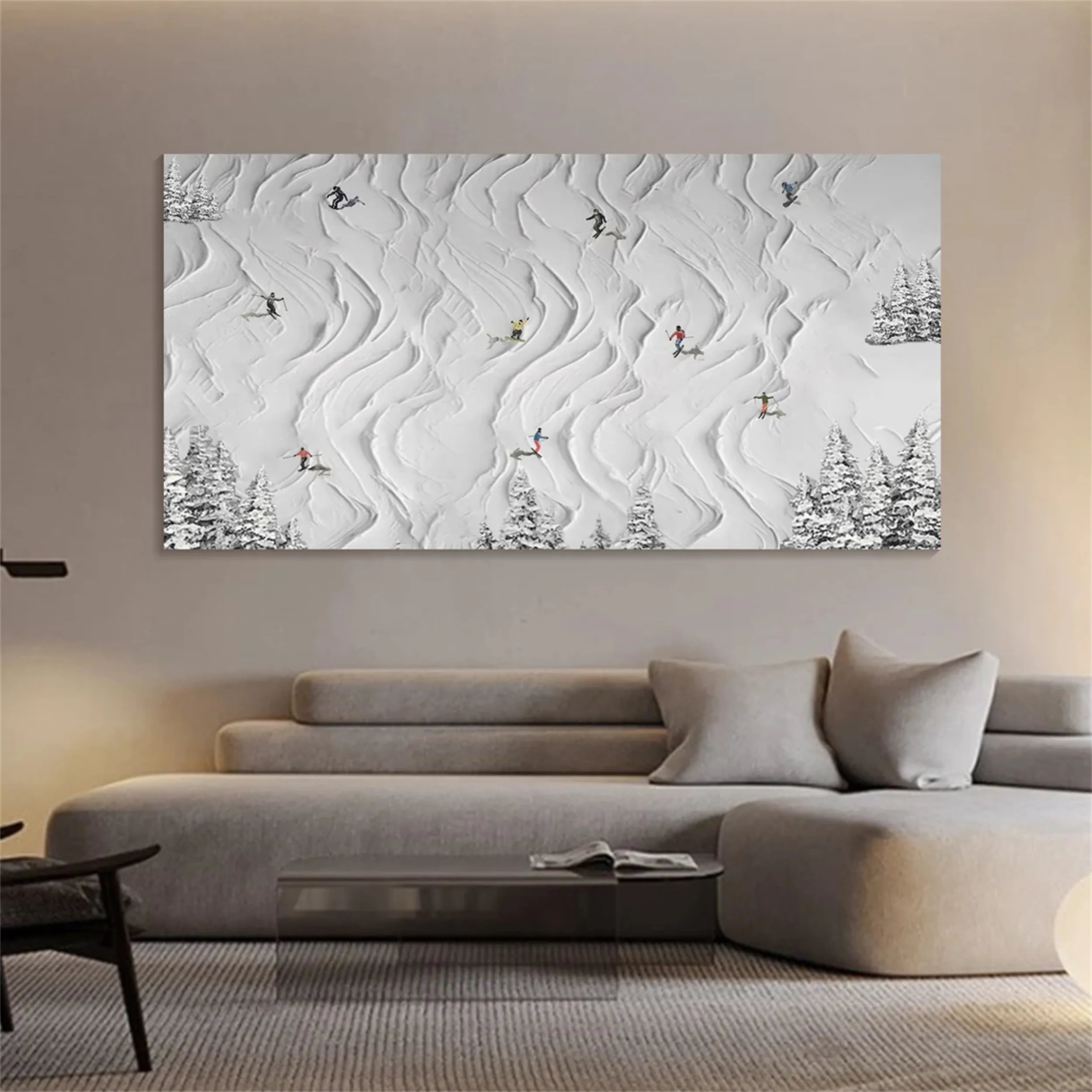 Skiing Sport Art Textured Painting Canvas #MM212