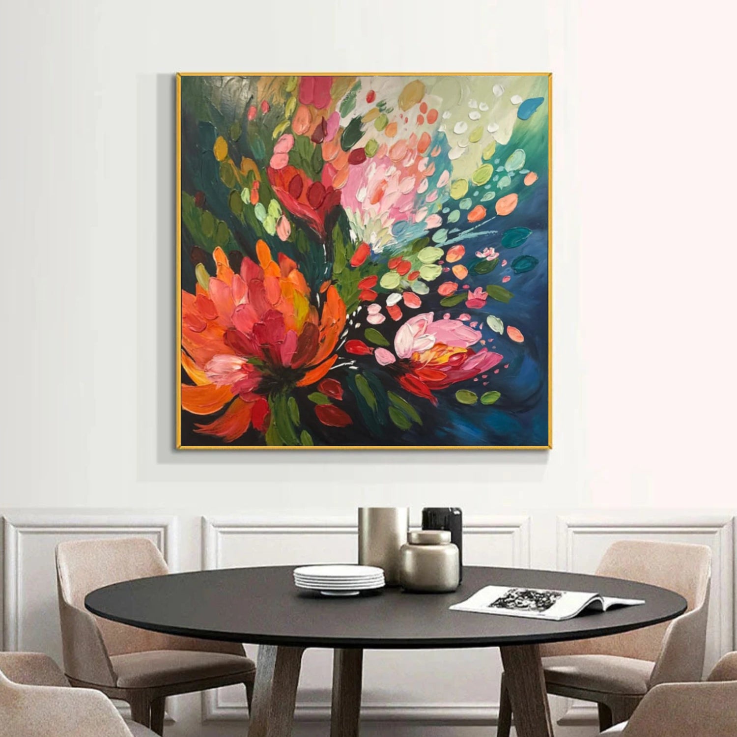 Colorful Flower & Tree Abstract Texture Canvas Art #FT 310
