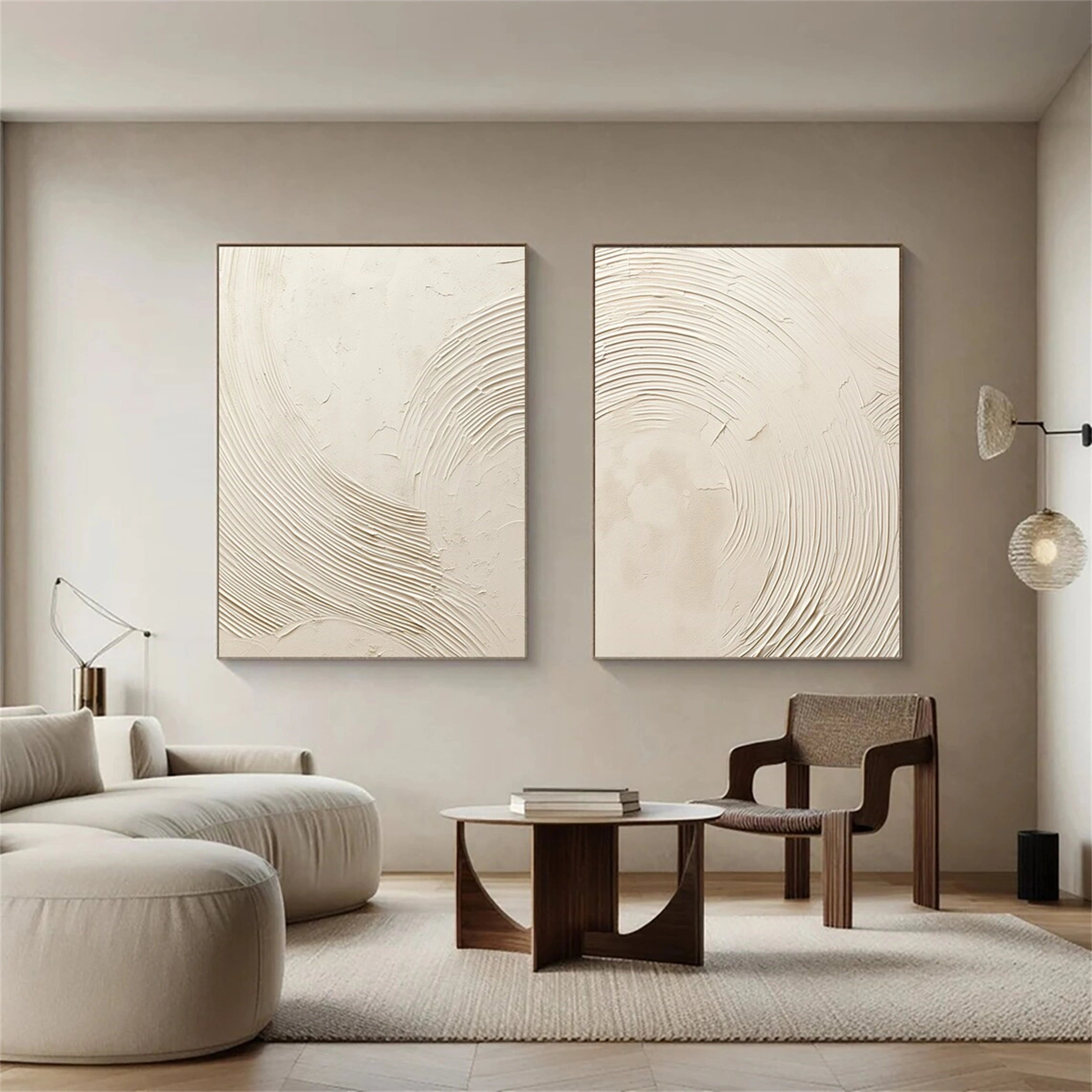 Beige & Brown Abstract Set of 2 #BB067