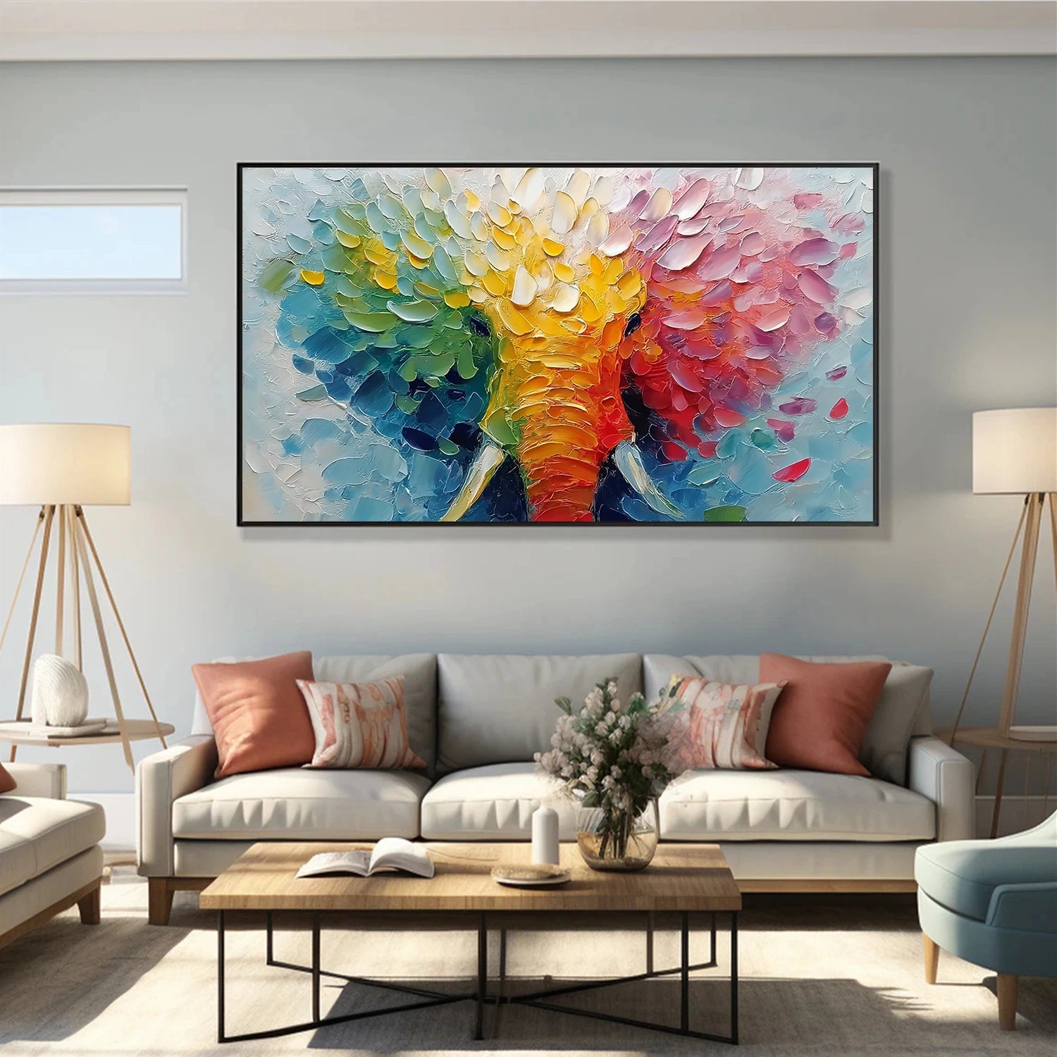 Colorful Abstract Animal Textured Canvas Art #AP184
