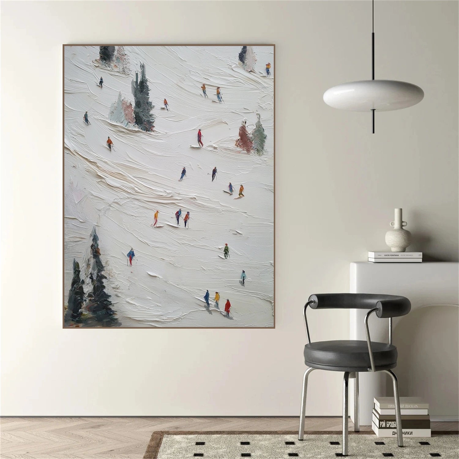 Skiing Sport Art Textured Painting Canvas # SA063