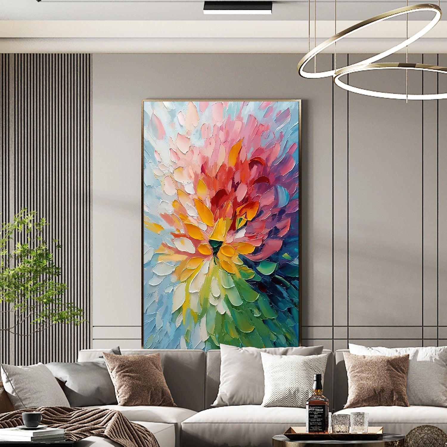 Colorful Flower & Tree Abstract Texture Canvas Art #FT 281