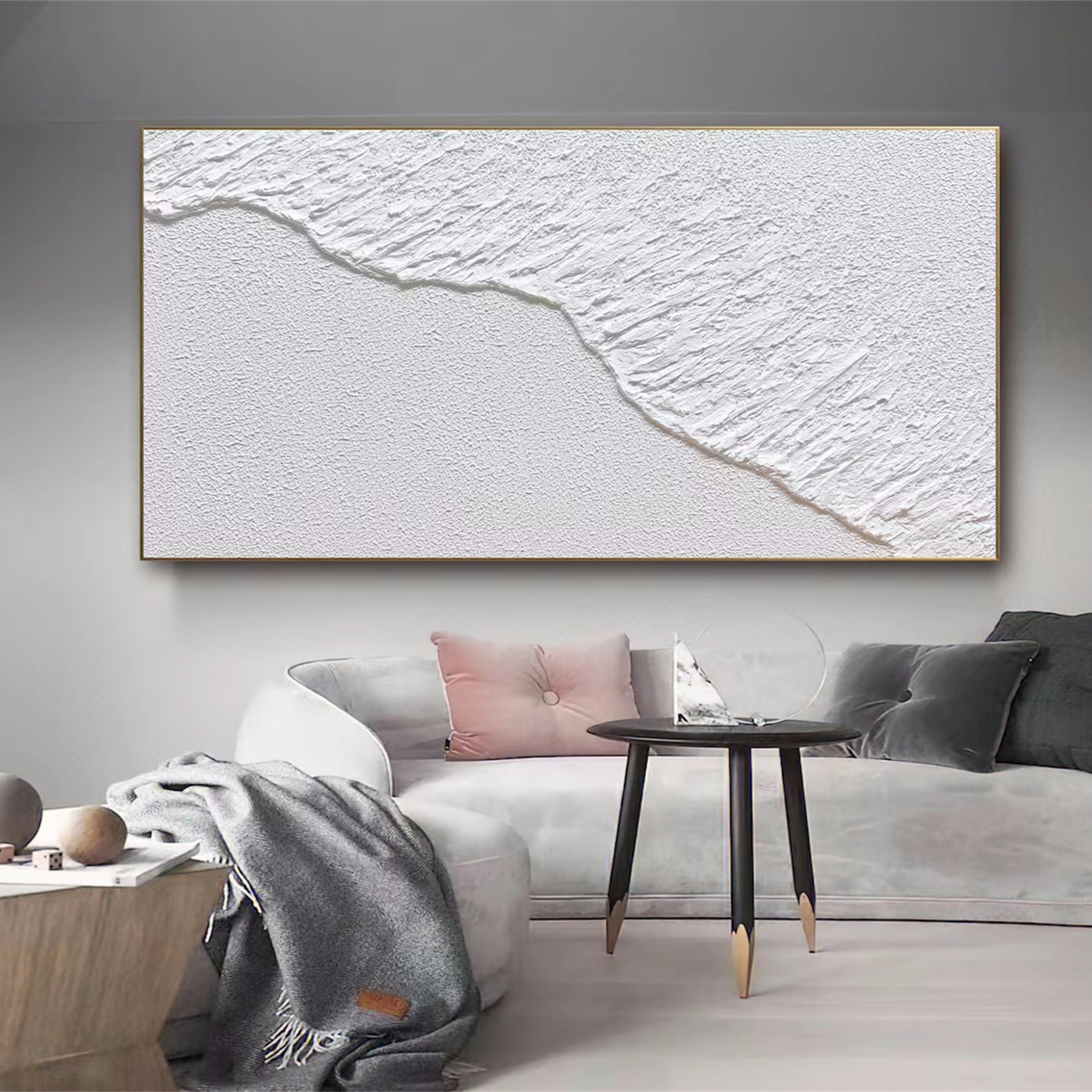 White Minimalist Textured Painting Canvas #MM122