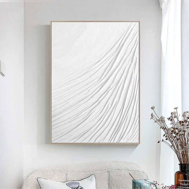 White Minimalist Textured Painting Canvas #MM040