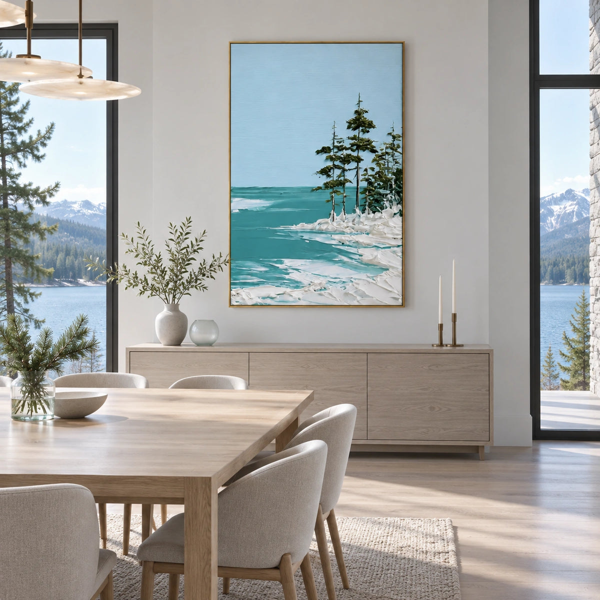 Ocean And Sky Abstract Canvas Art #OS472