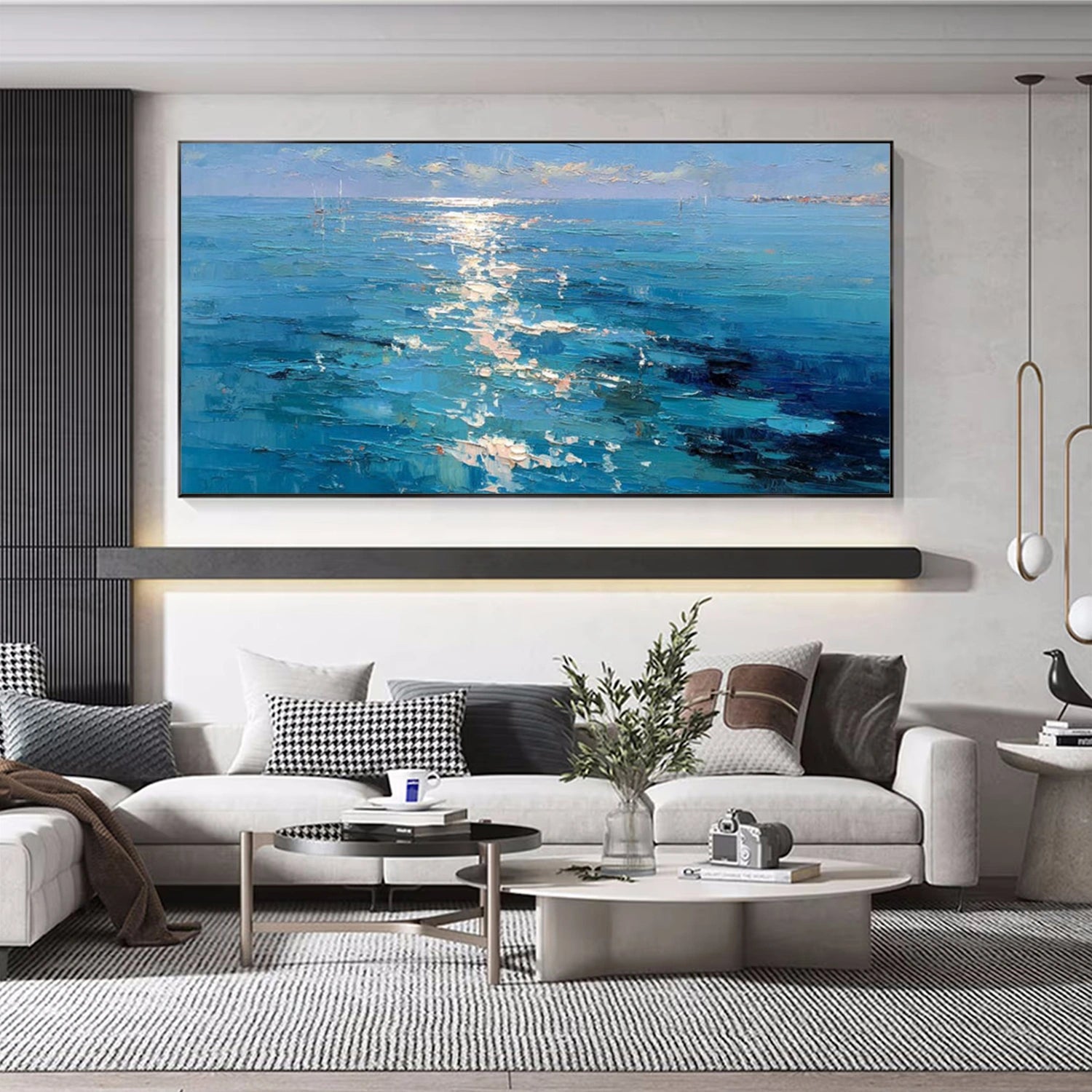 Ocean And Sky Abstract Texture Canvas Art #OS383