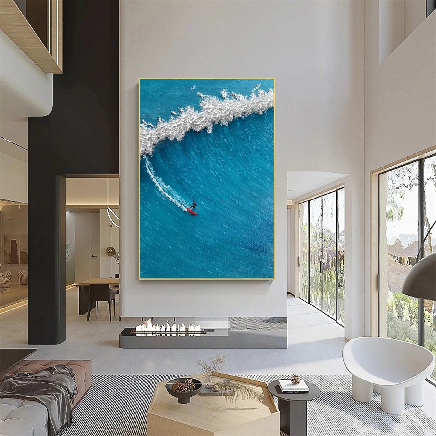 Surfing Sport Texture Canvas Painting #SA022
