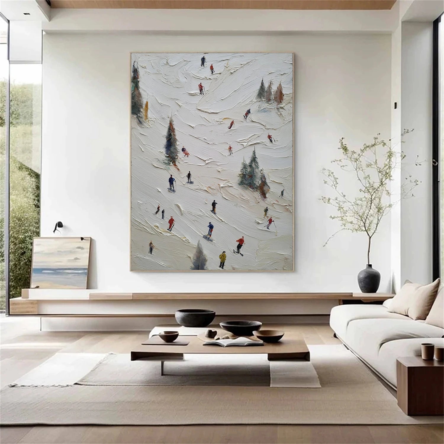 Skiing Sport Art Textured Painting Canvas # SA060