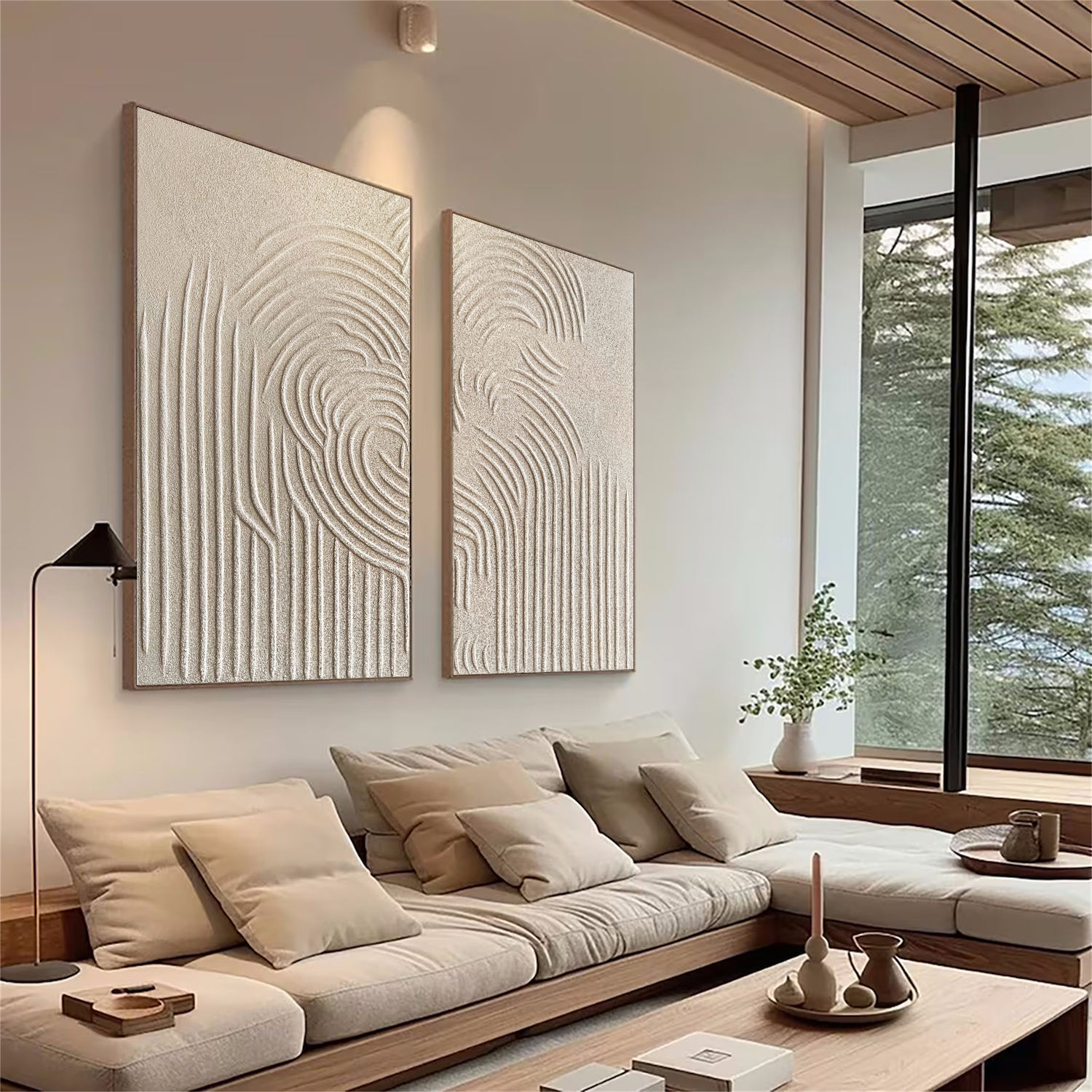 #CL-Custom Size Beige & Brown Abstract Set of 3 #BB066