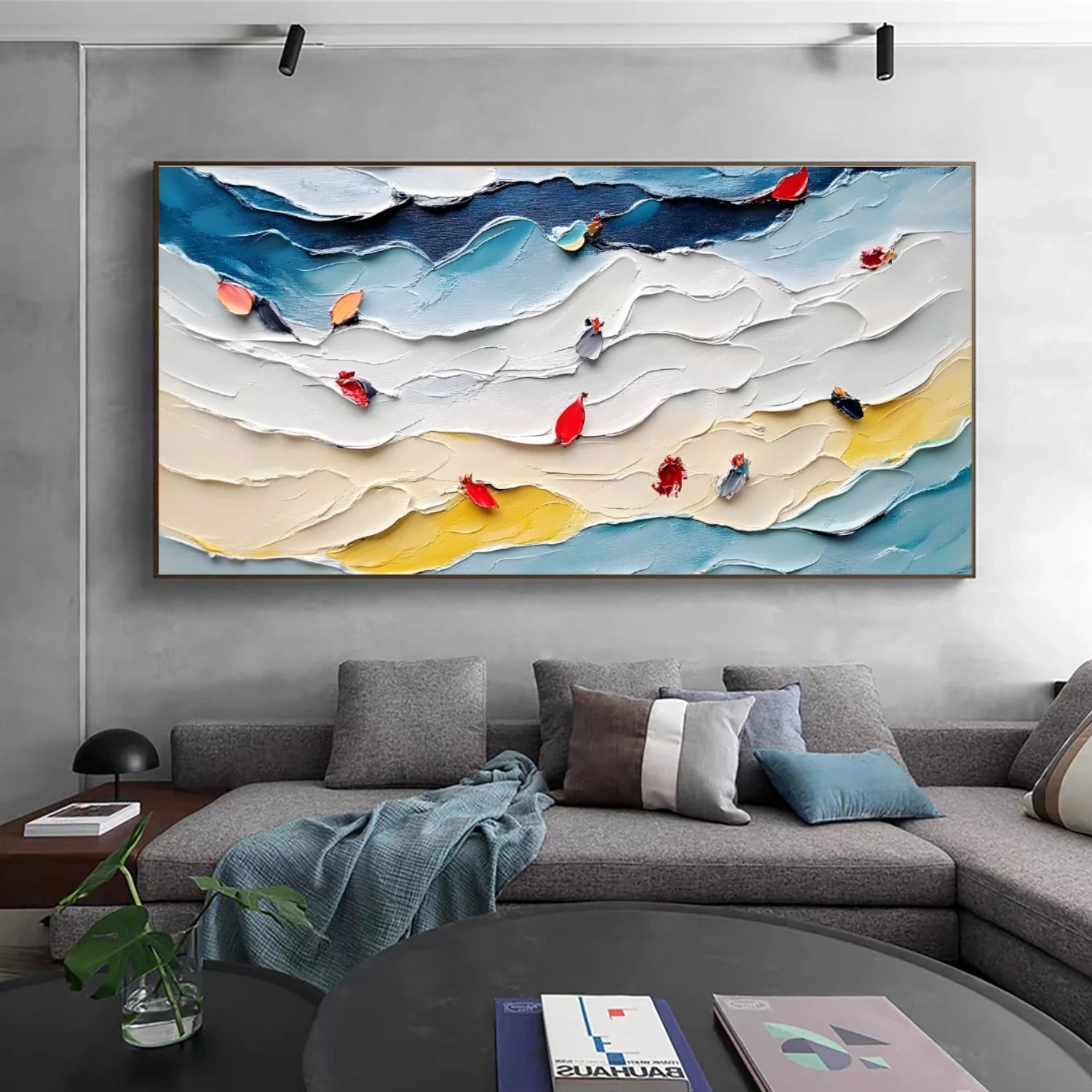 Colorful Ocean And Sky Abstract Textured Canvas Art #OS 299