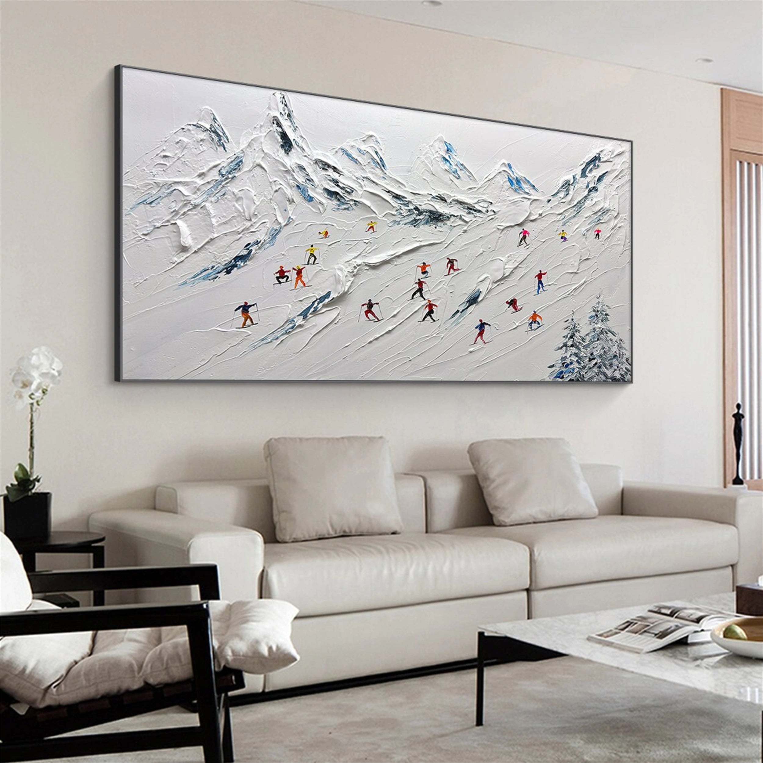 Custom Order for Skiing Sport Art Textured Painting Canvas #MM115