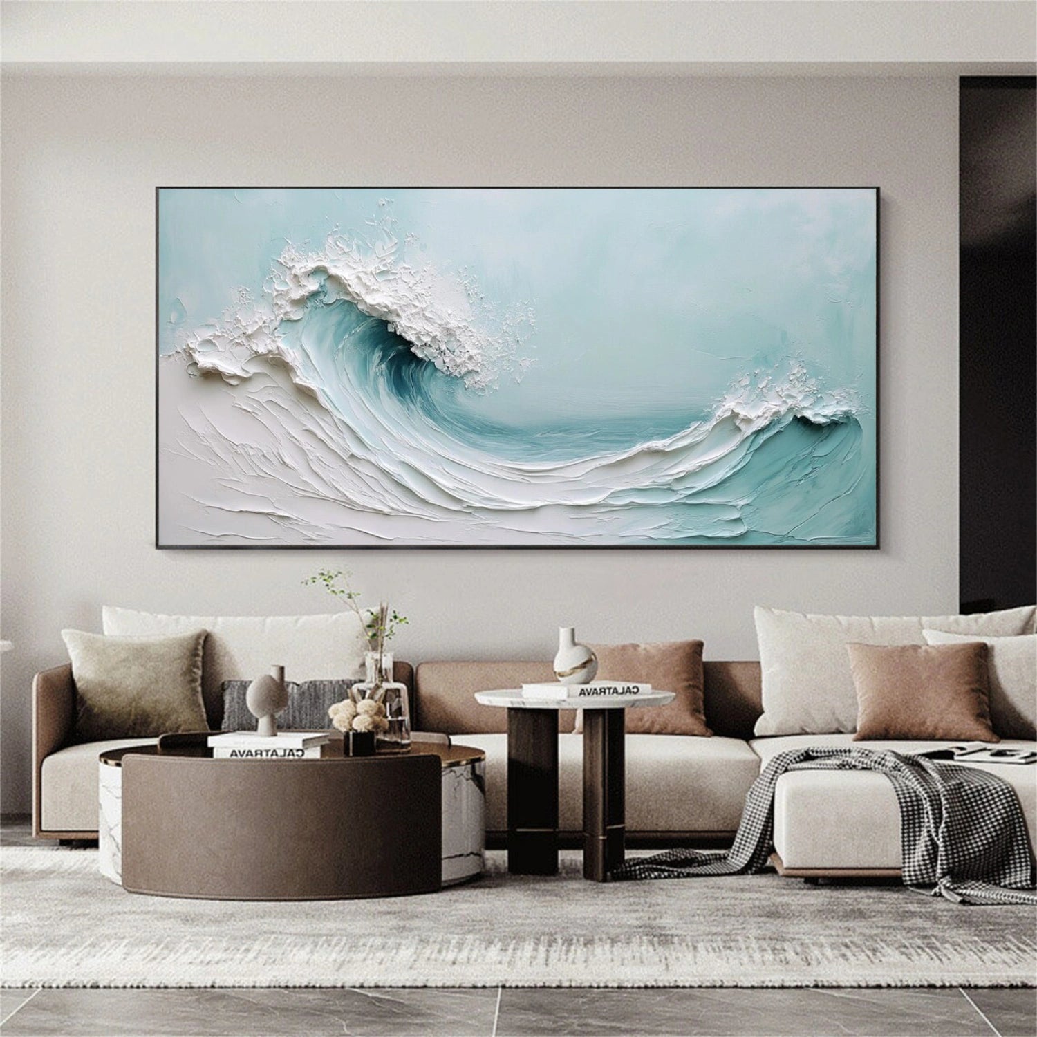 Ocean And Sky Abstract Textured Canvas Art #OS 332