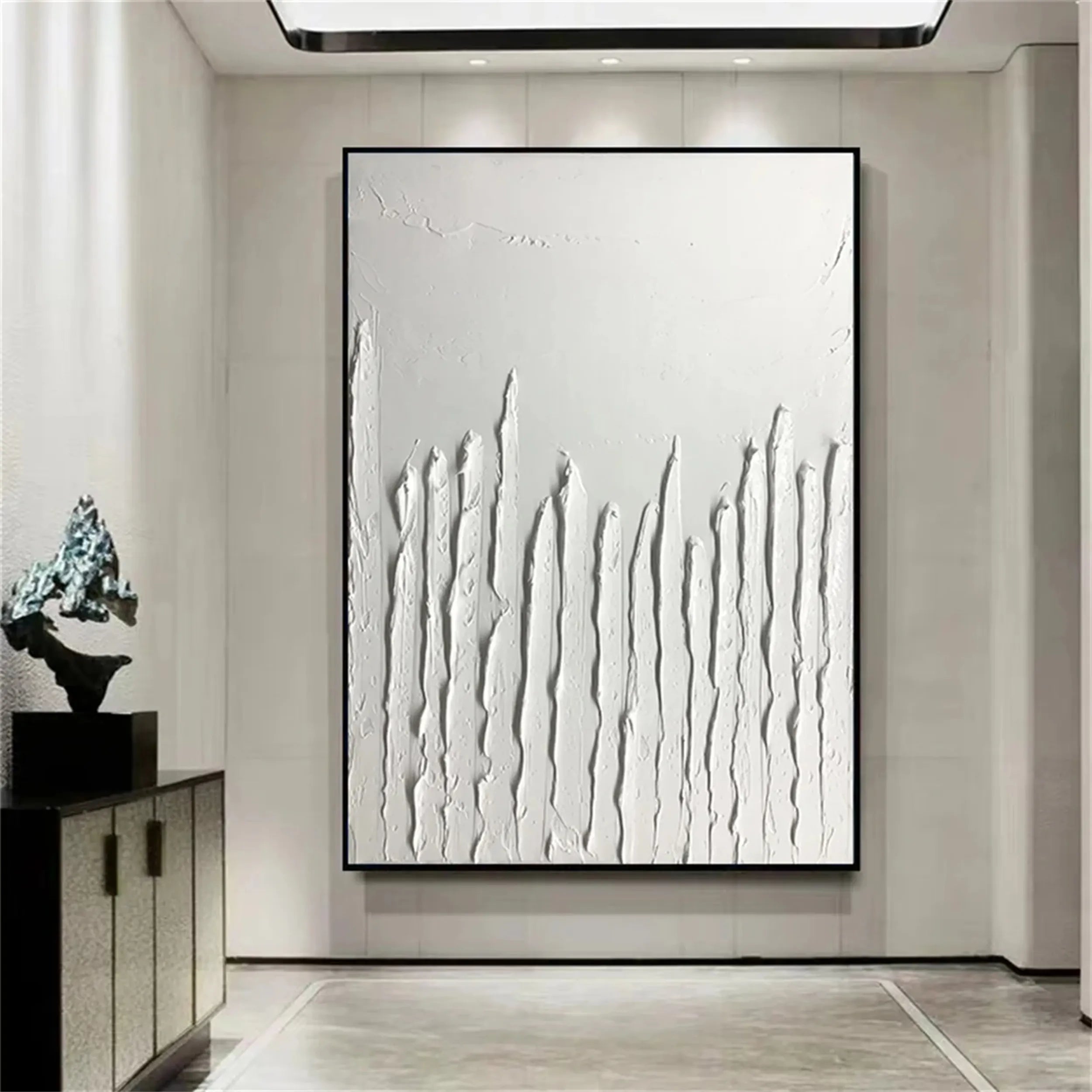 White Minimalist Textured Painting Canvas #MM178