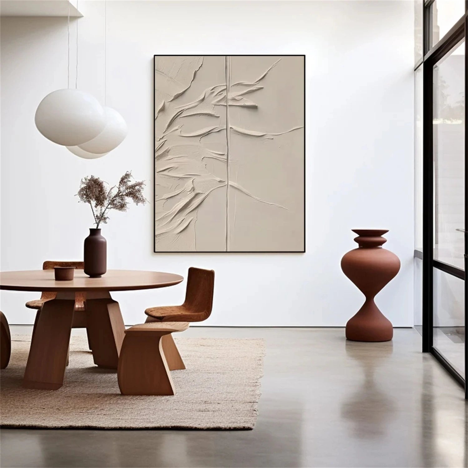 Beige Abstract Textured Wall Art #AB 513