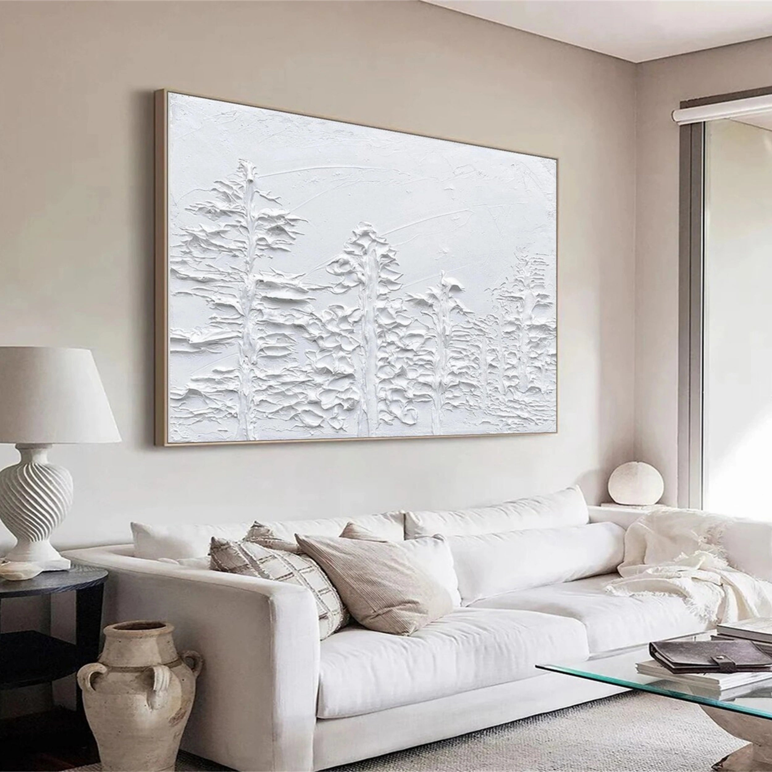 White Minimalist Textured Painting Canvas #MM121