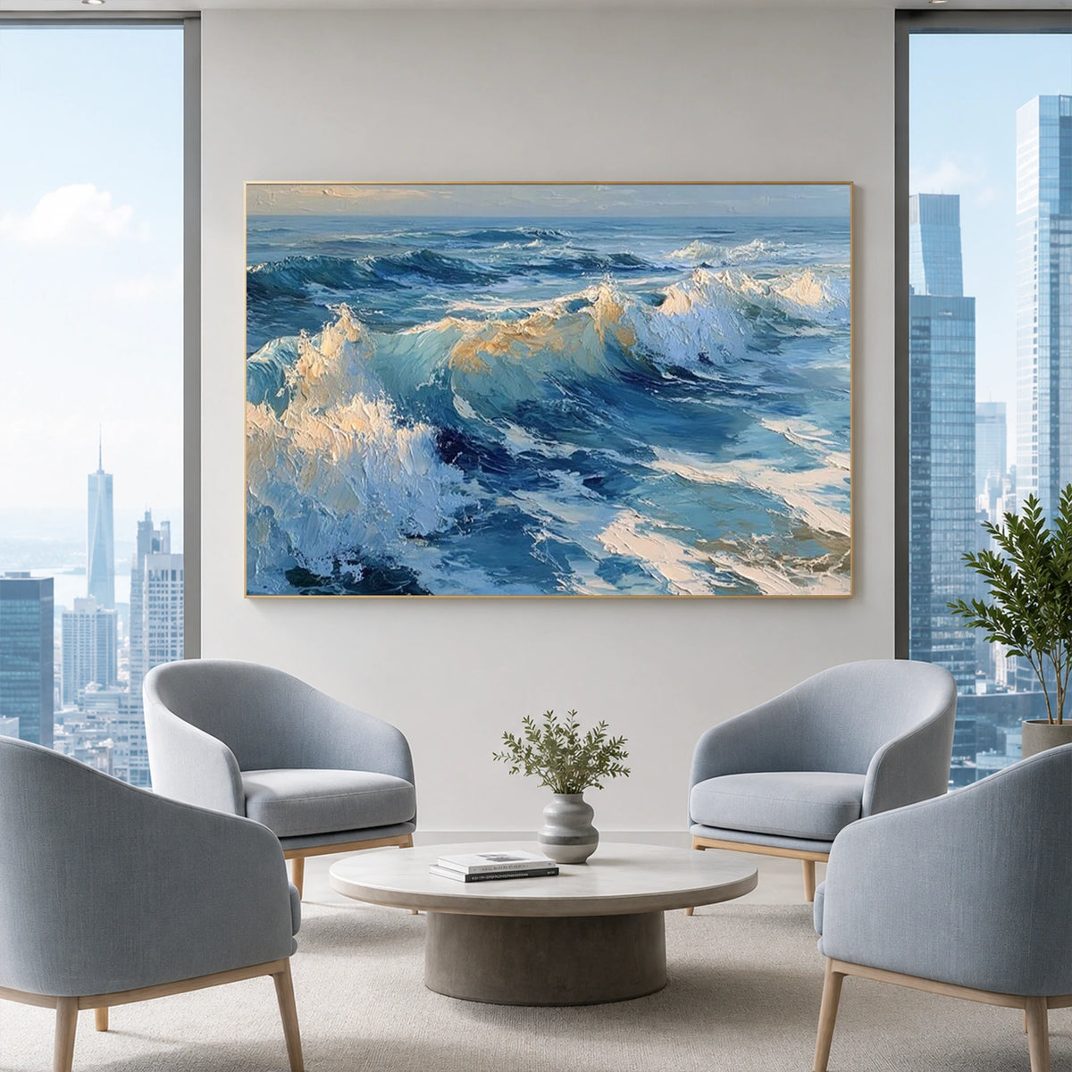 Ocean And Sky Abstract Texture Canvas Art #OS486