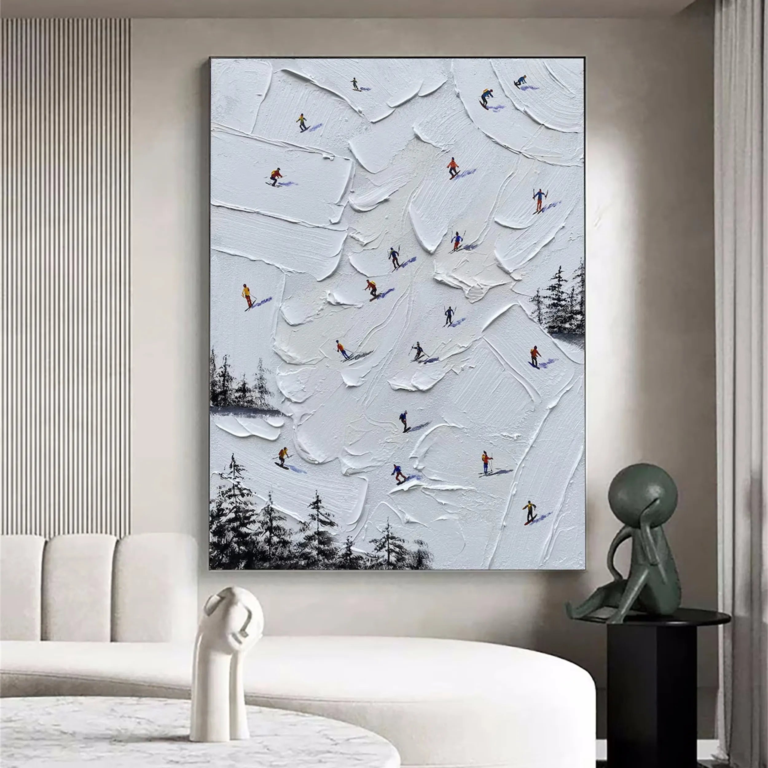 Skiing Sport Art Textured Painting Canvas #MM222