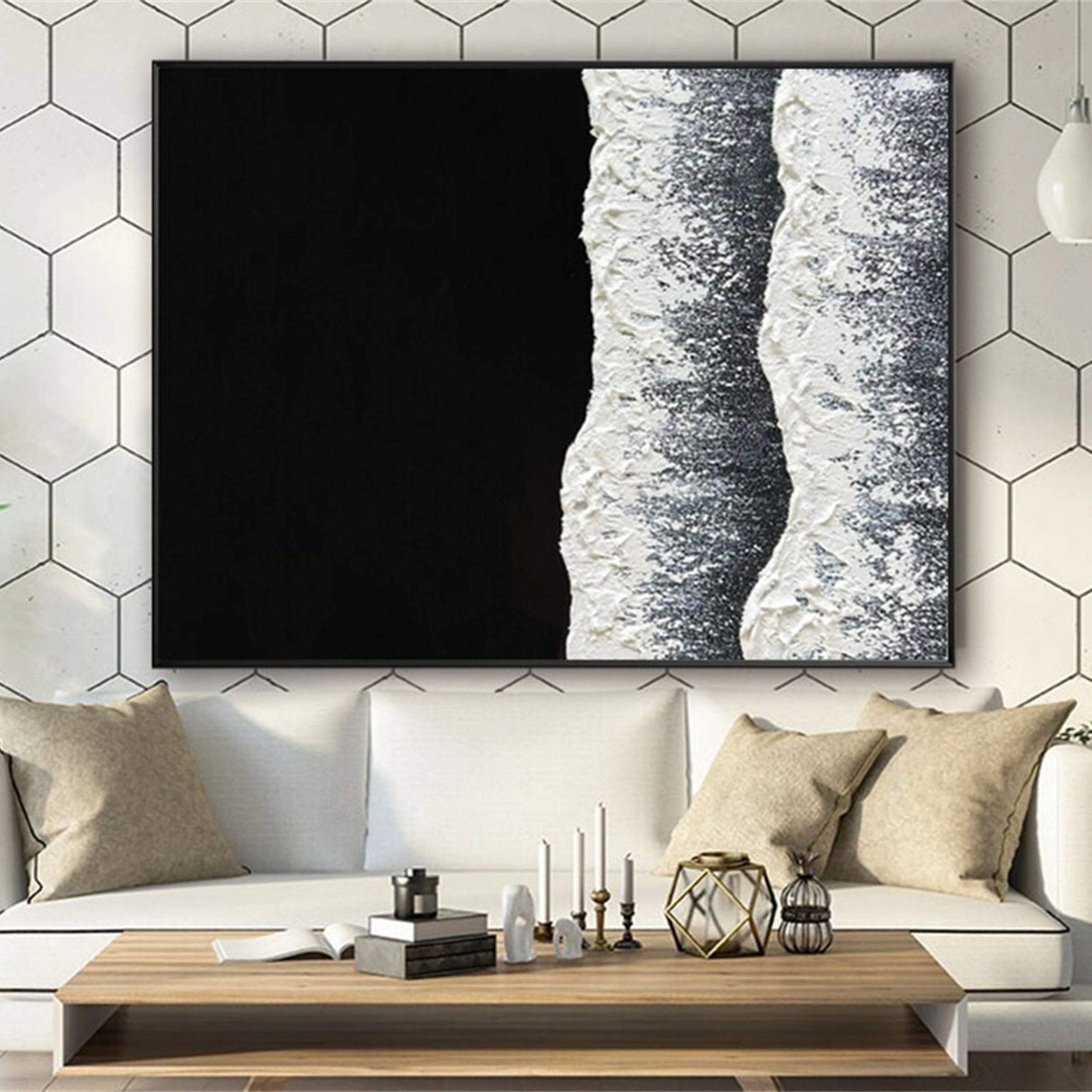 Black White Textured Minimalist Wall Art #MZ057