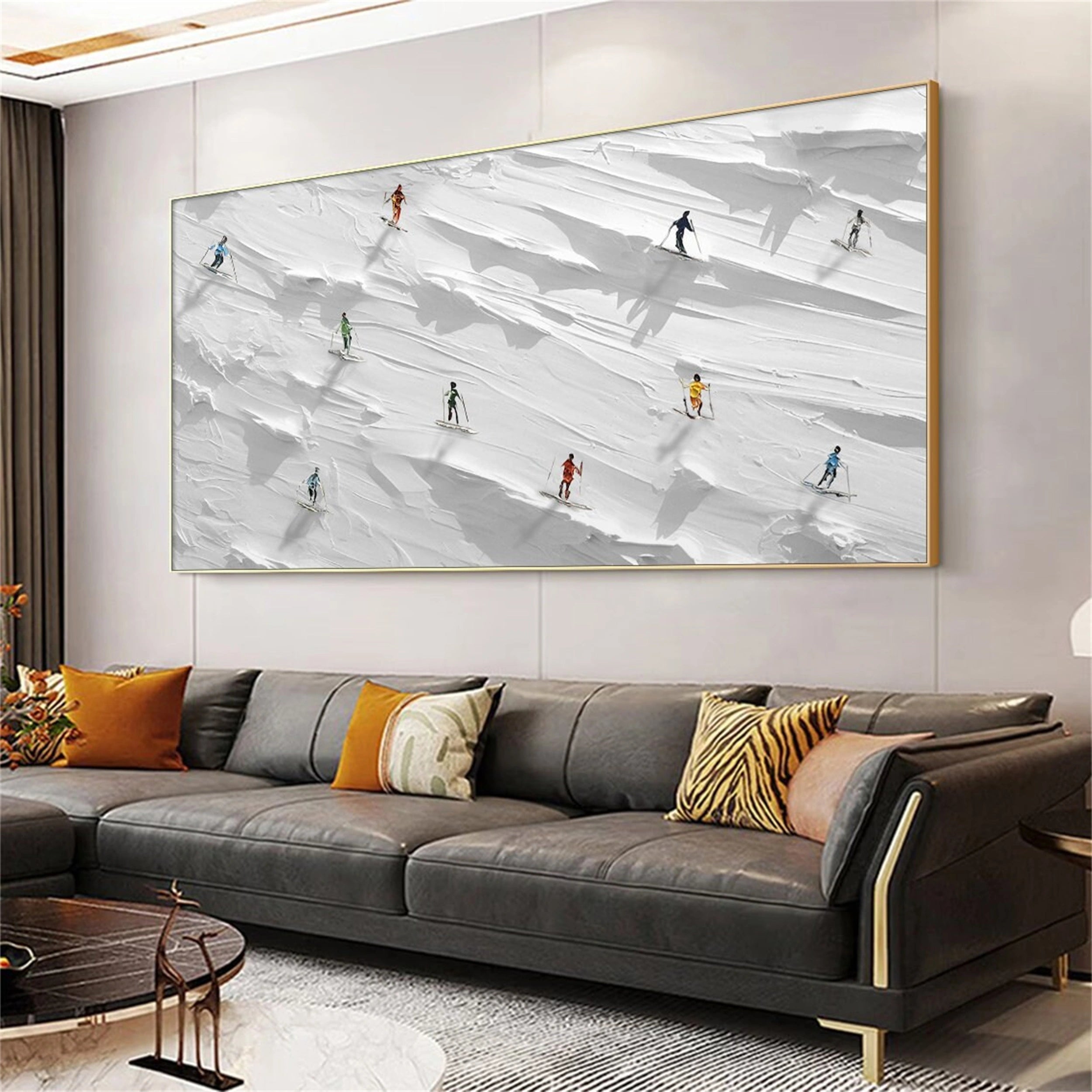 Skiing Sport Art Textured Painting Canvas #MM116