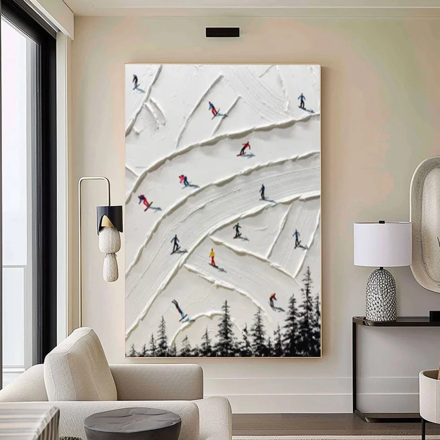 Skiing Sport Art Textured Painting Canvas # SA055