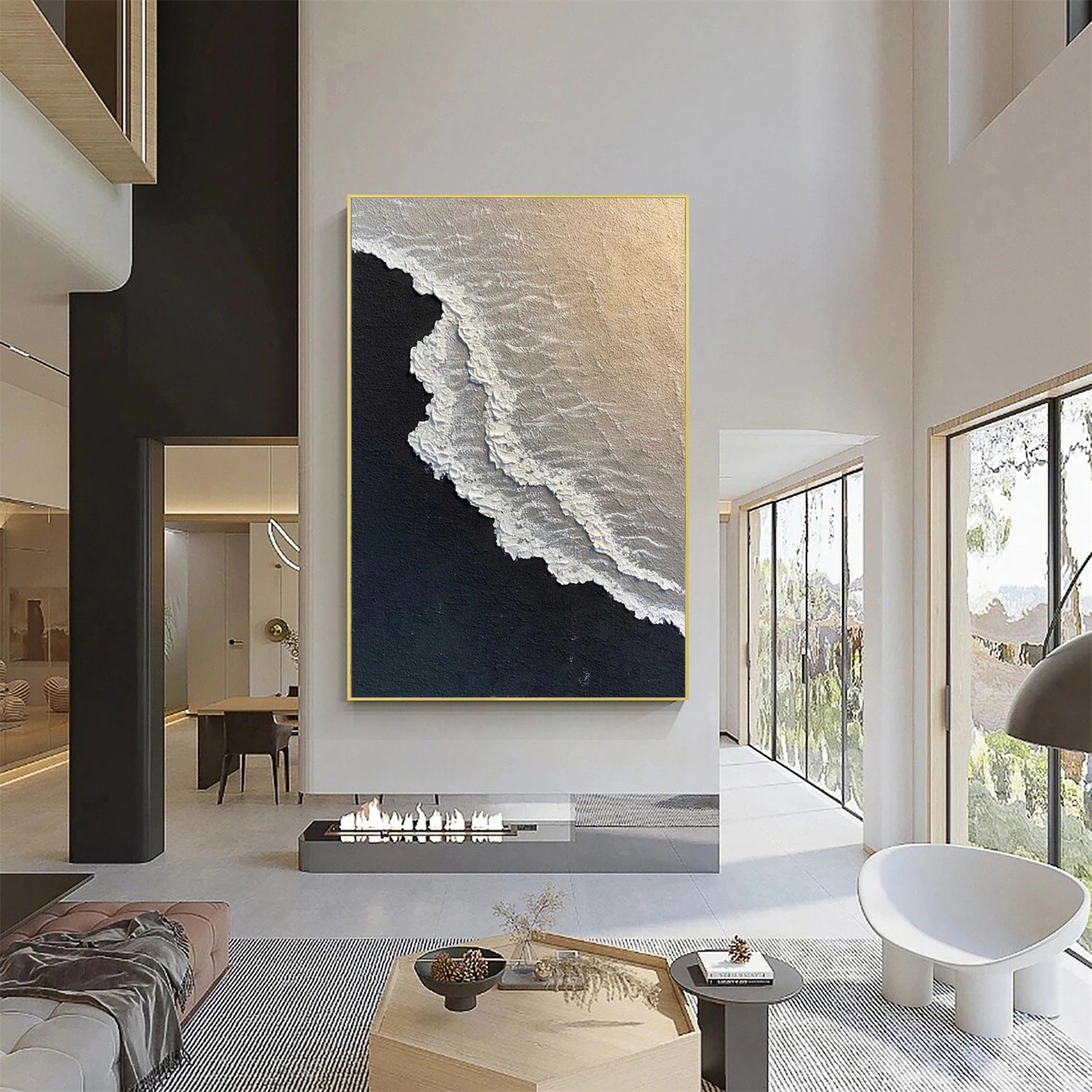 Ocean And Sky Abstract Textured Canvas Art #OS 295