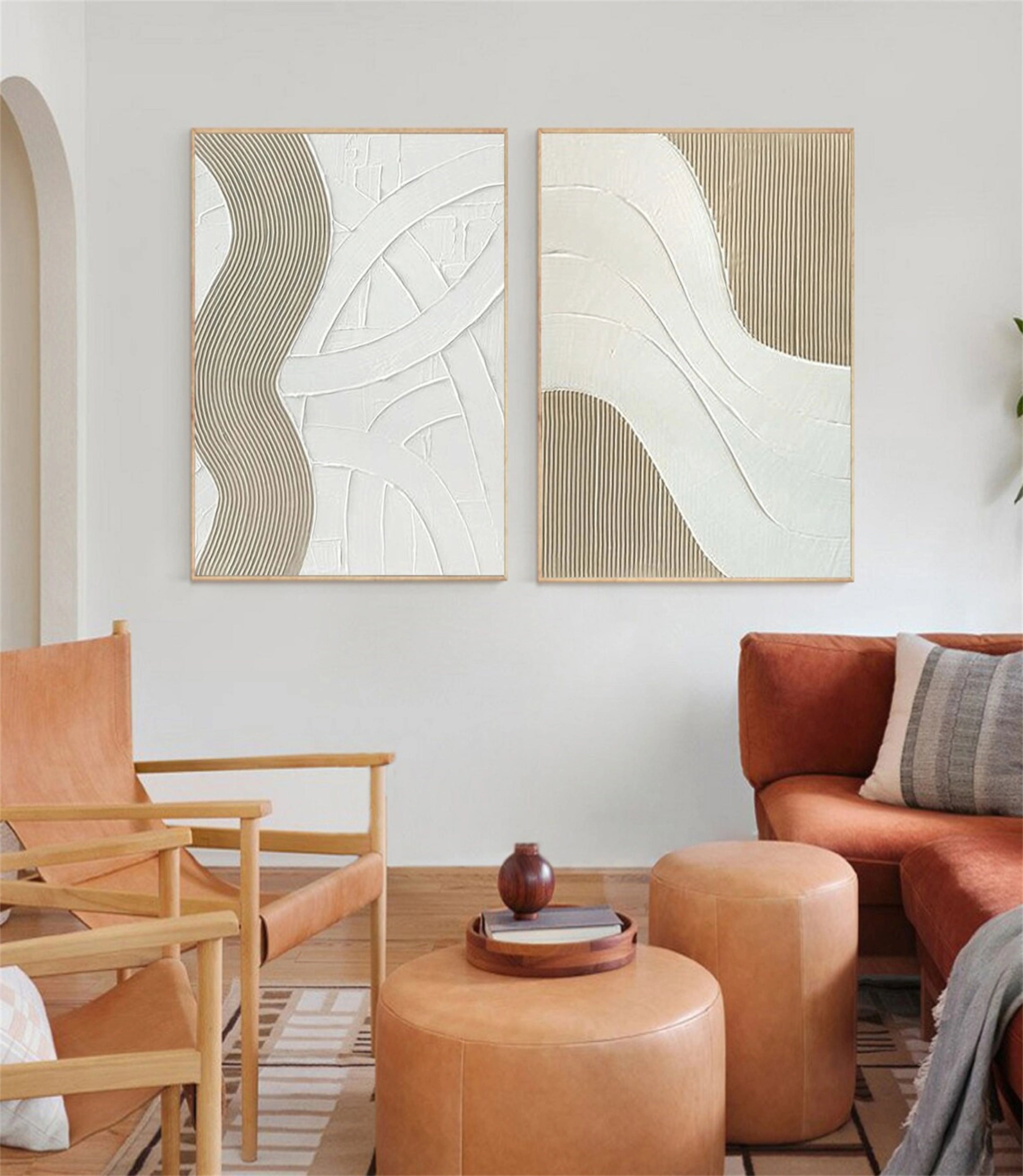 Beige & Brown Abstract Set of 2 #BB077