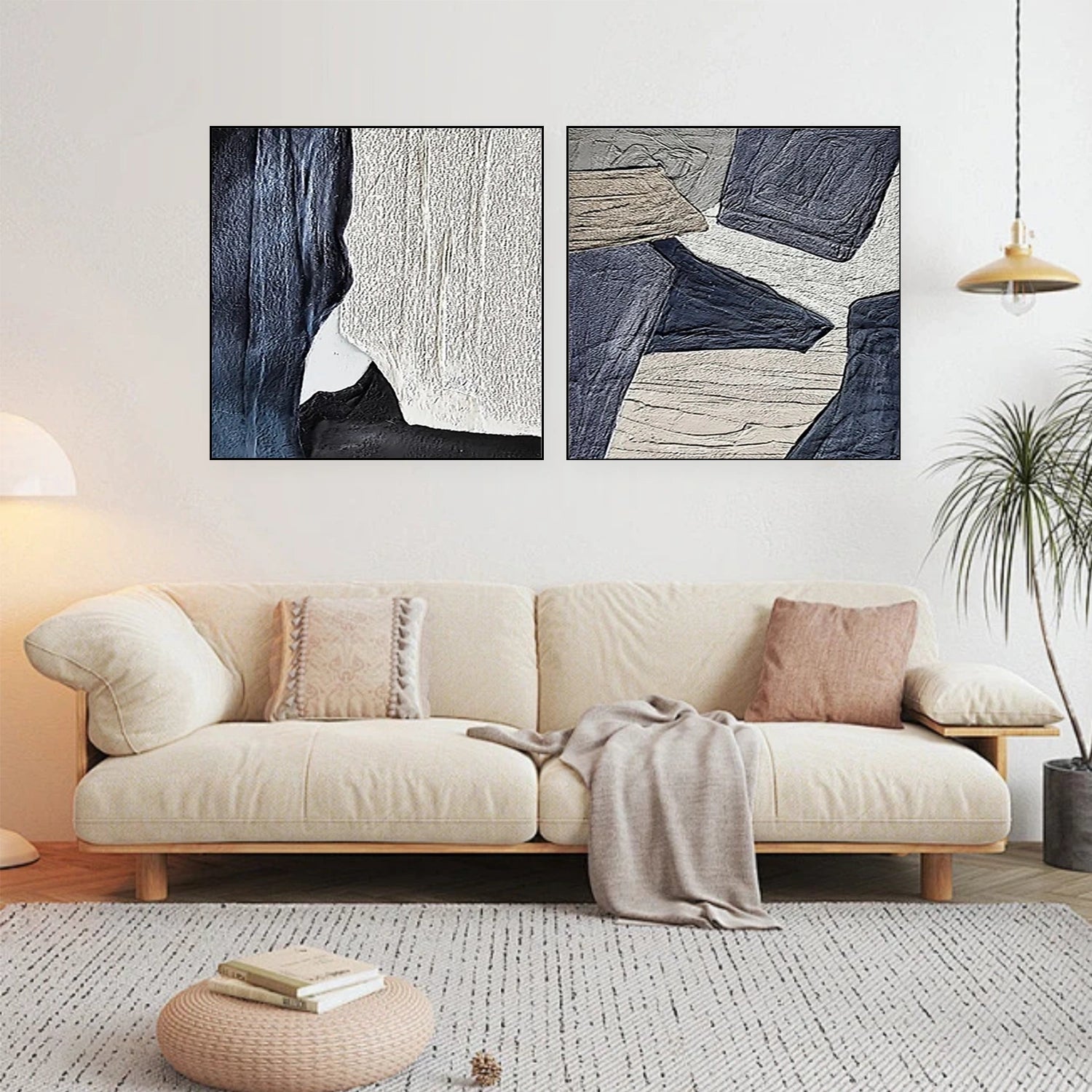 Abstract Textured Square Set of 2 Wall Art #AB 497