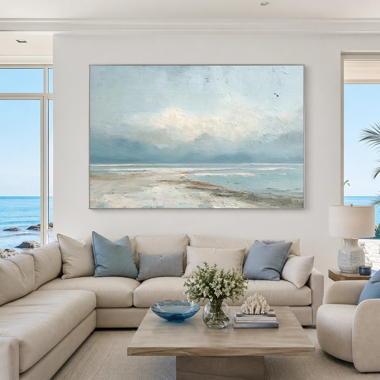 Ocean And Sky Abstract Texture Canvas Art #OS440