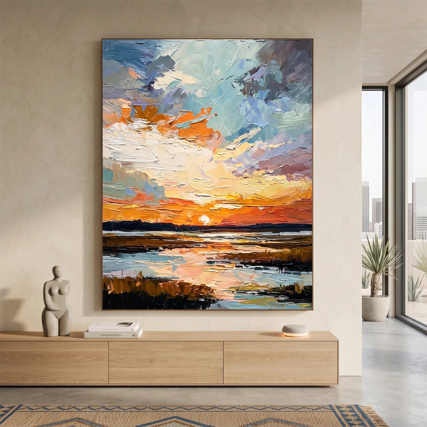Colorful Ocean And Sky Abstract Texture Canvas Art #OS412