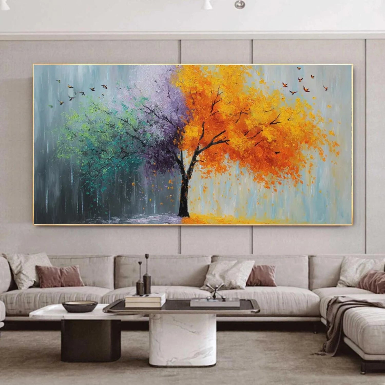 Colorful Flower & Tree Abstract Canvas Art #FT 314