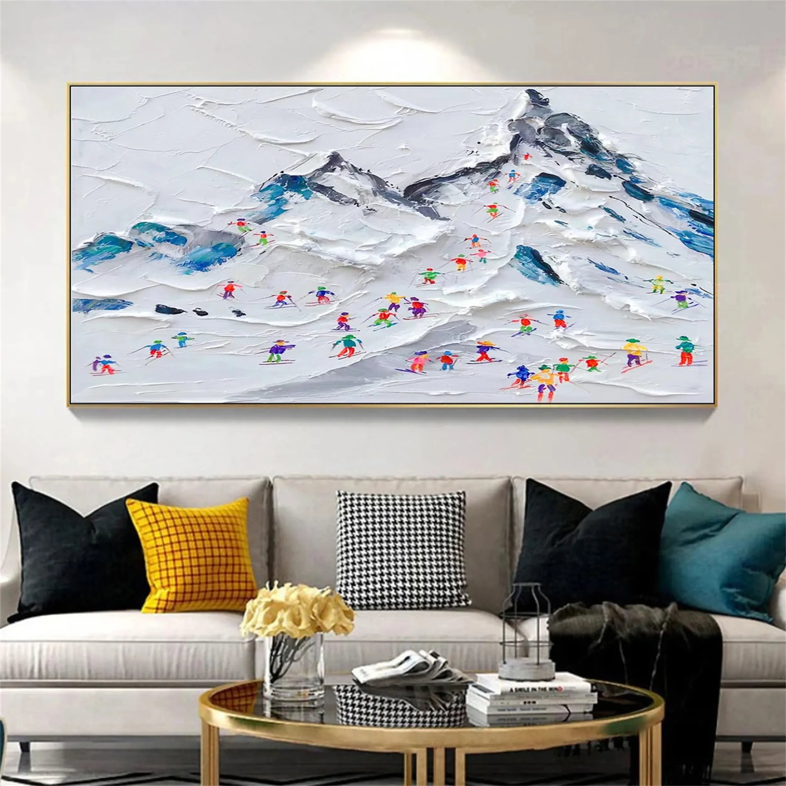 Skiing Sport Art Textured Painting Canvas #MM231