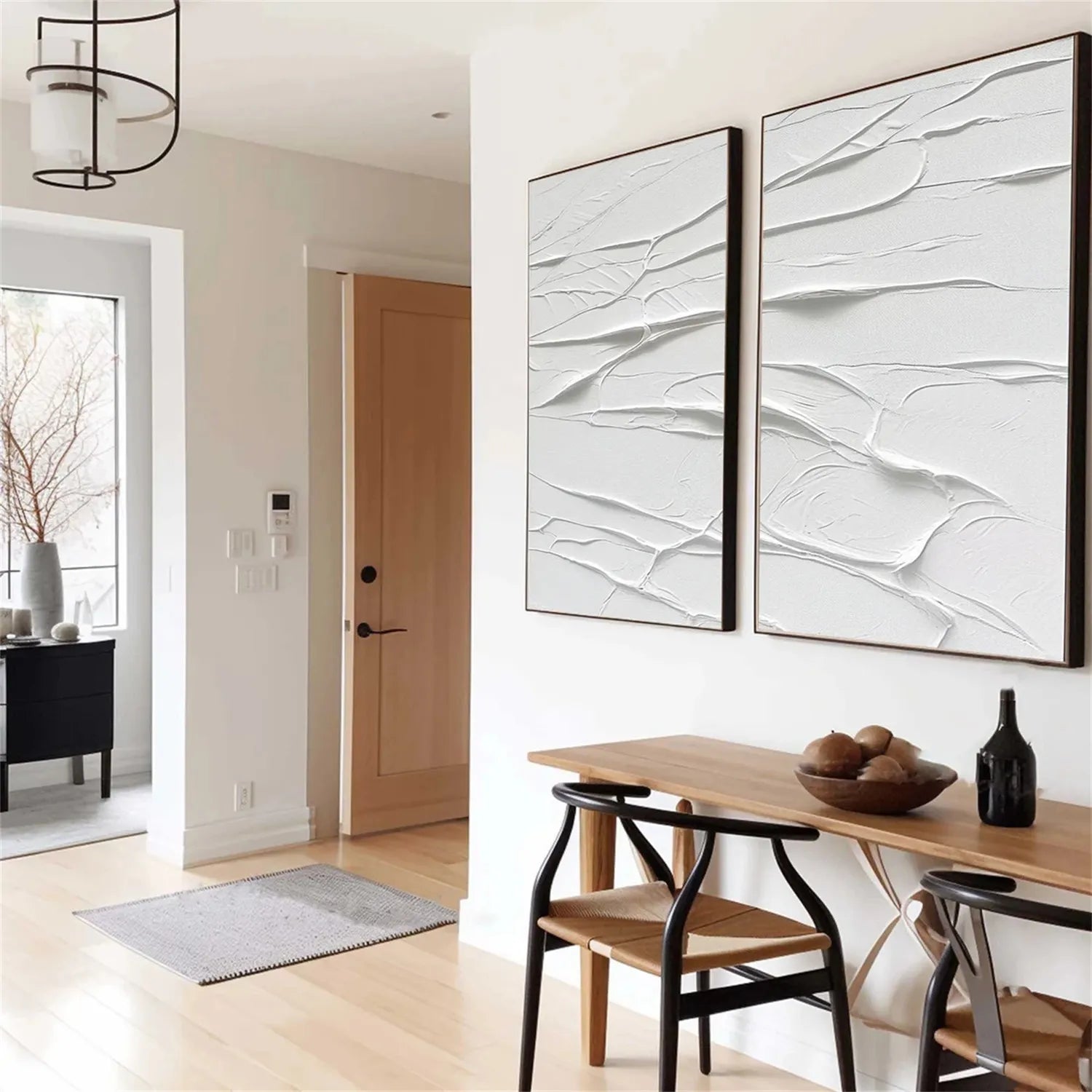 White Minimalist Textured Paintings Canvas Set of 2 #MM273