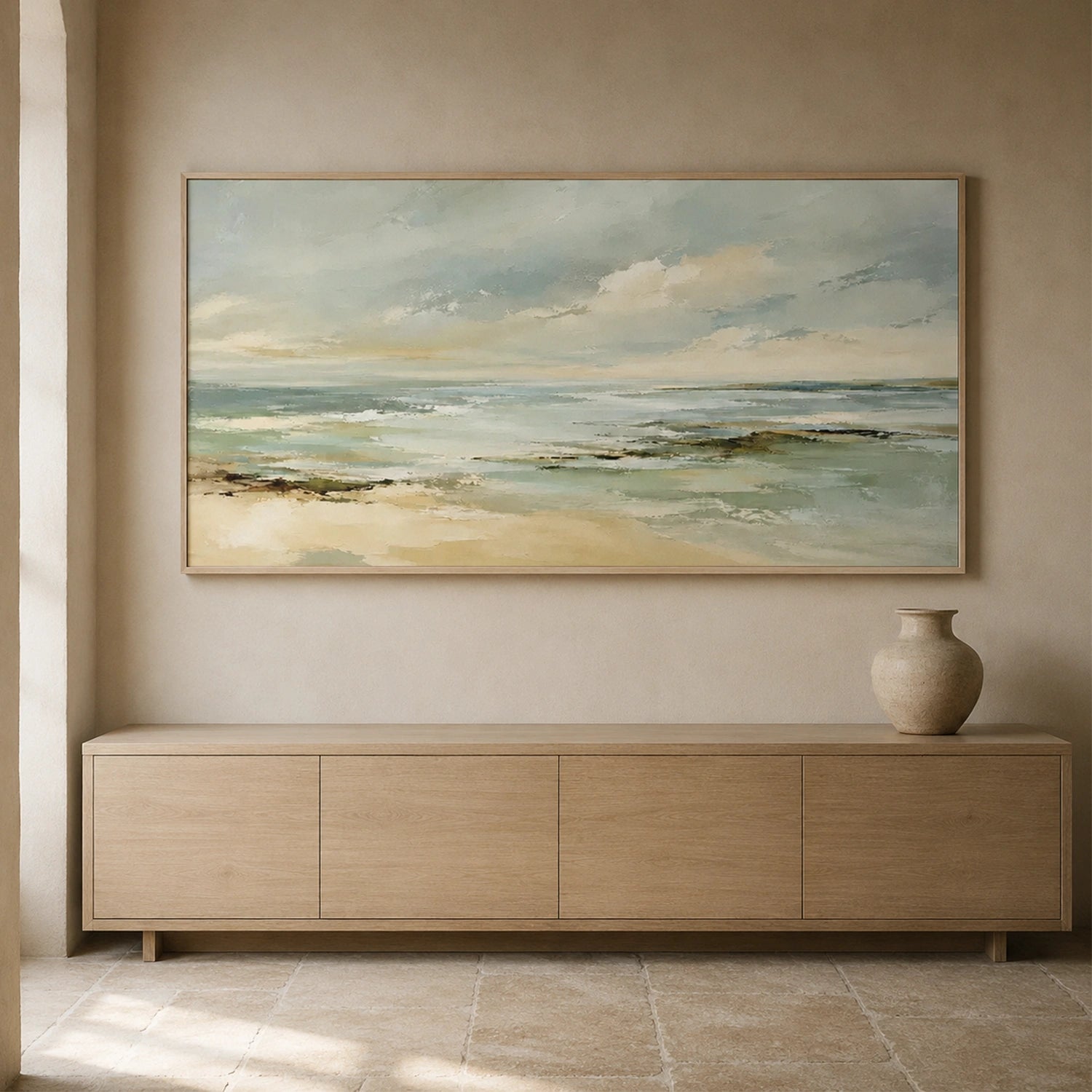 Ocean And Sky Abstract Canvas Art #OS468
