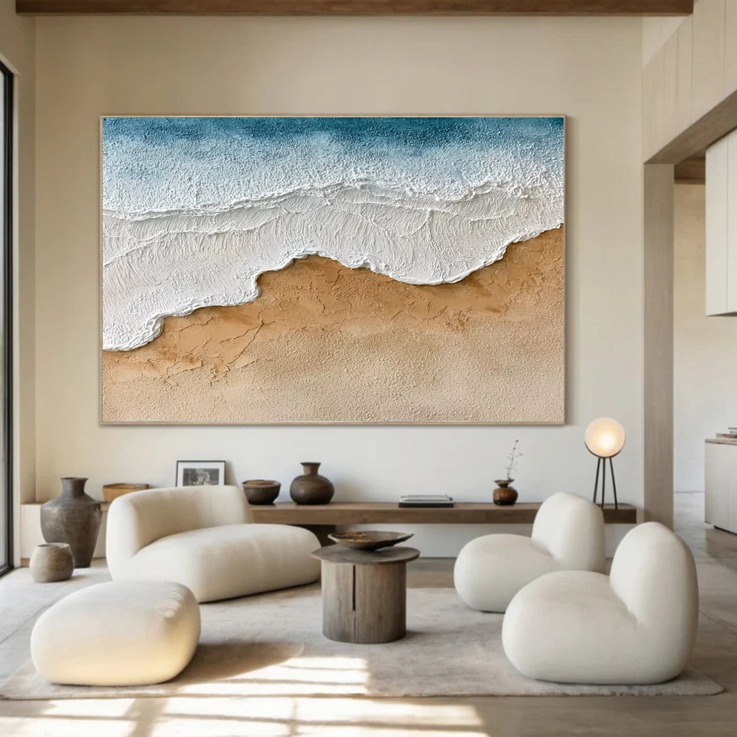 Ocean And Sky Abstract Textured Canvas Art #OS349