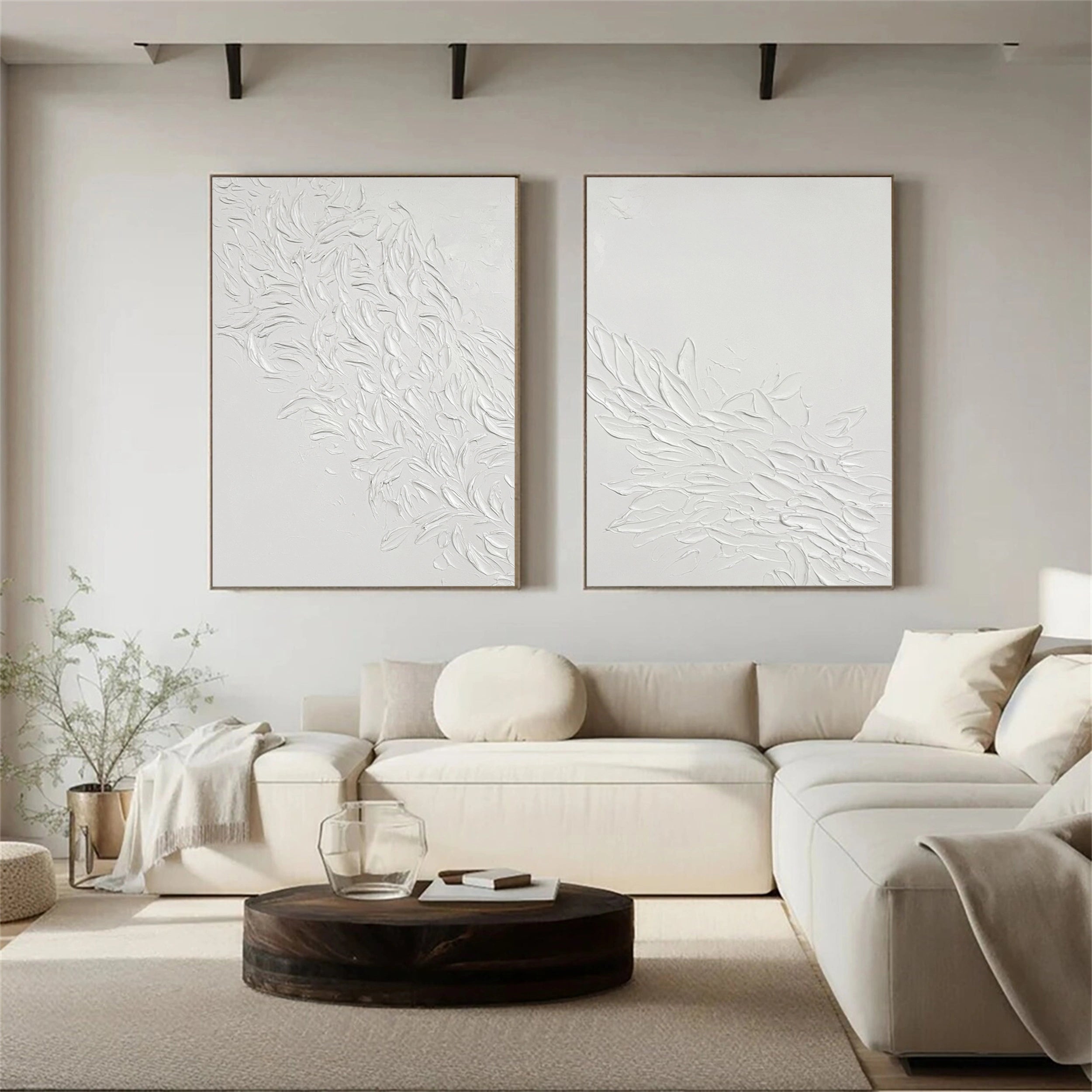 Plaster Art Minimalist Textured Paintings Set of 2 #MM163