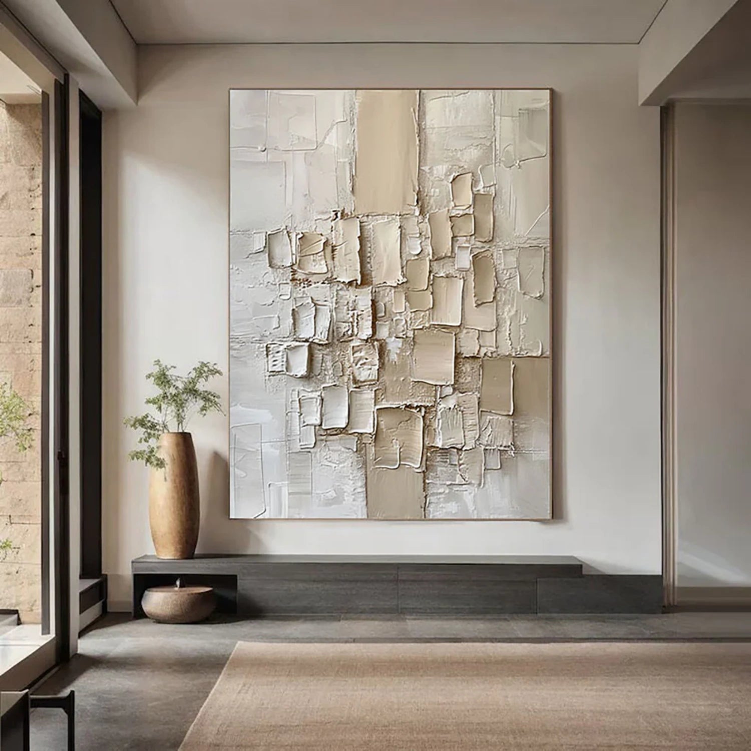 Beige Abstract Textured Wall Art #AB 477
