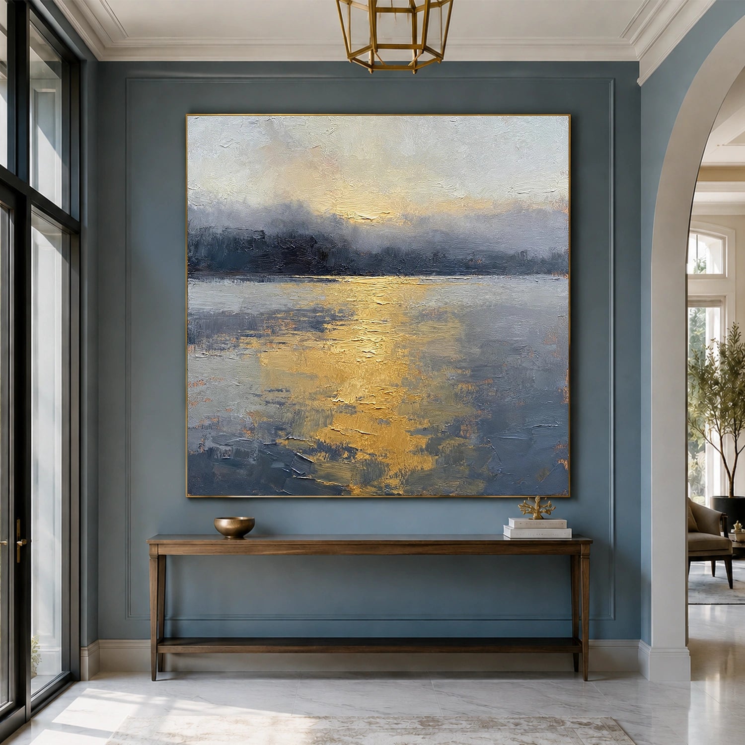Ocean And Sky Abstract Canvas Art #OS436