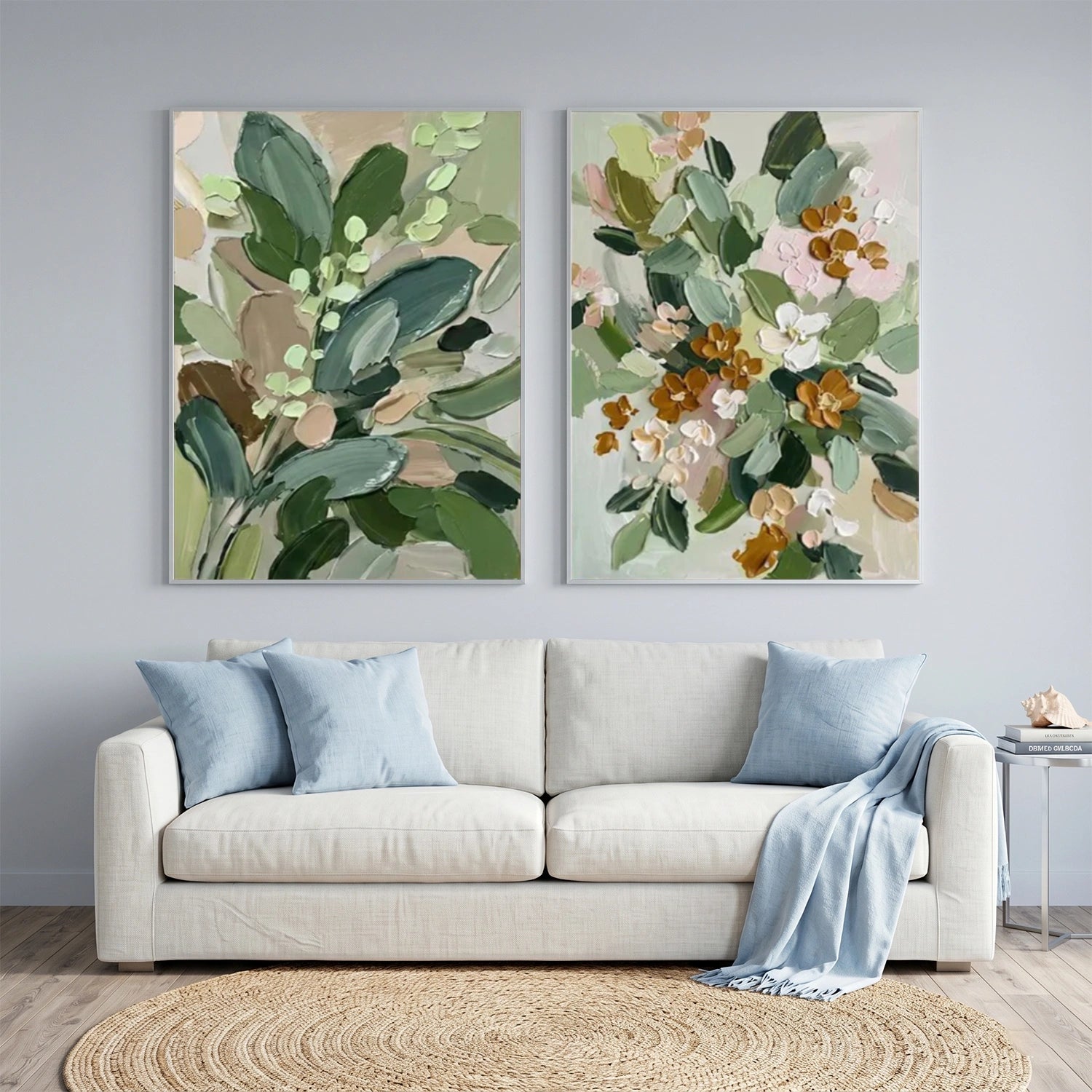 Flower & Tree Abstract Texture Canvas Set of 2 # FT 386