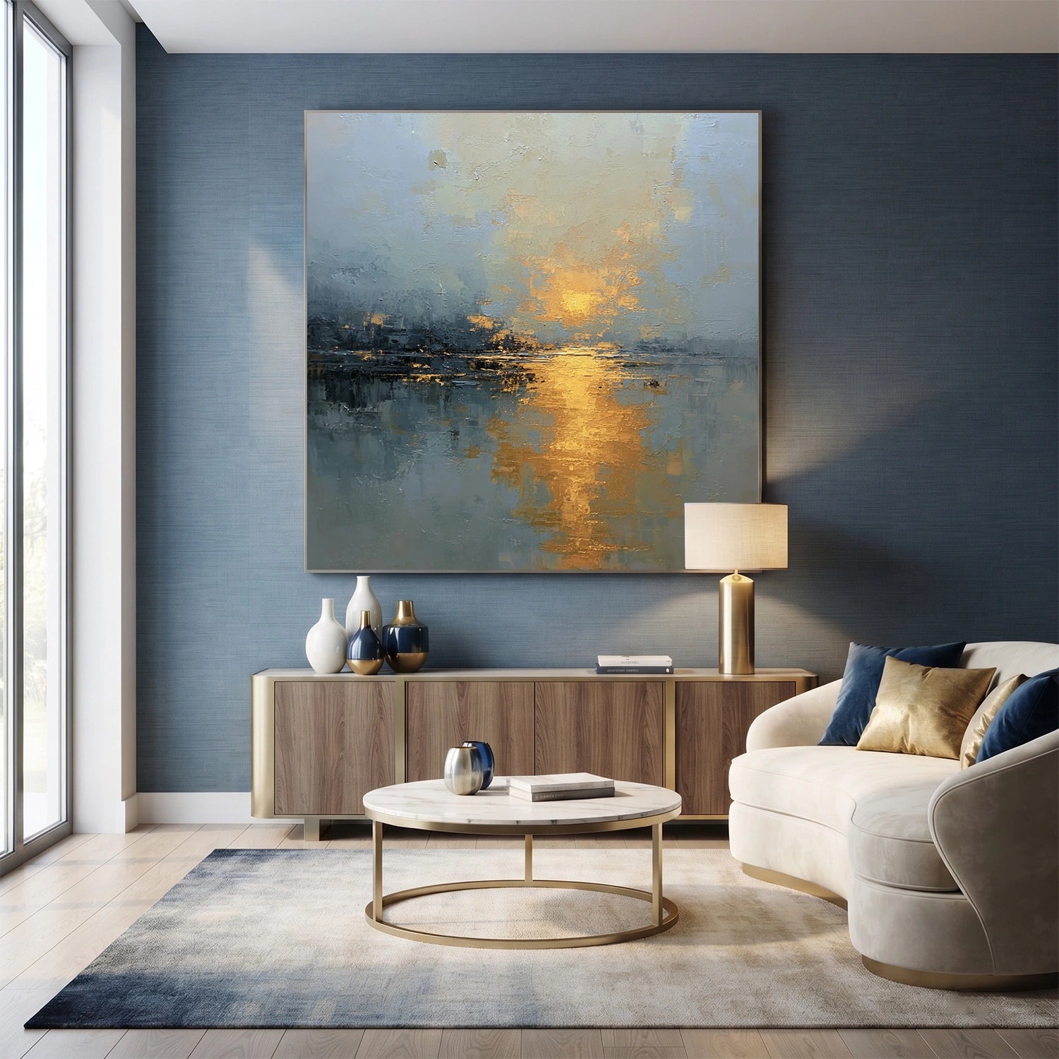 Ocean And Sky Abstract Canvas Art #OS439